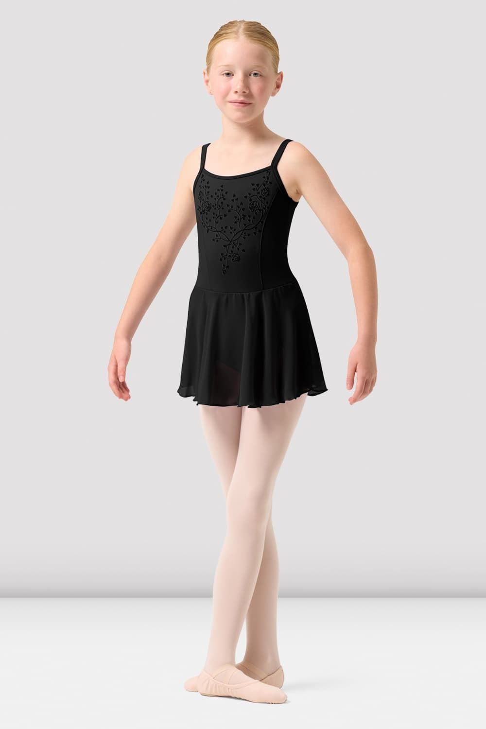 BLOCH Girls Alora Camisole Skirted Leotard, Black