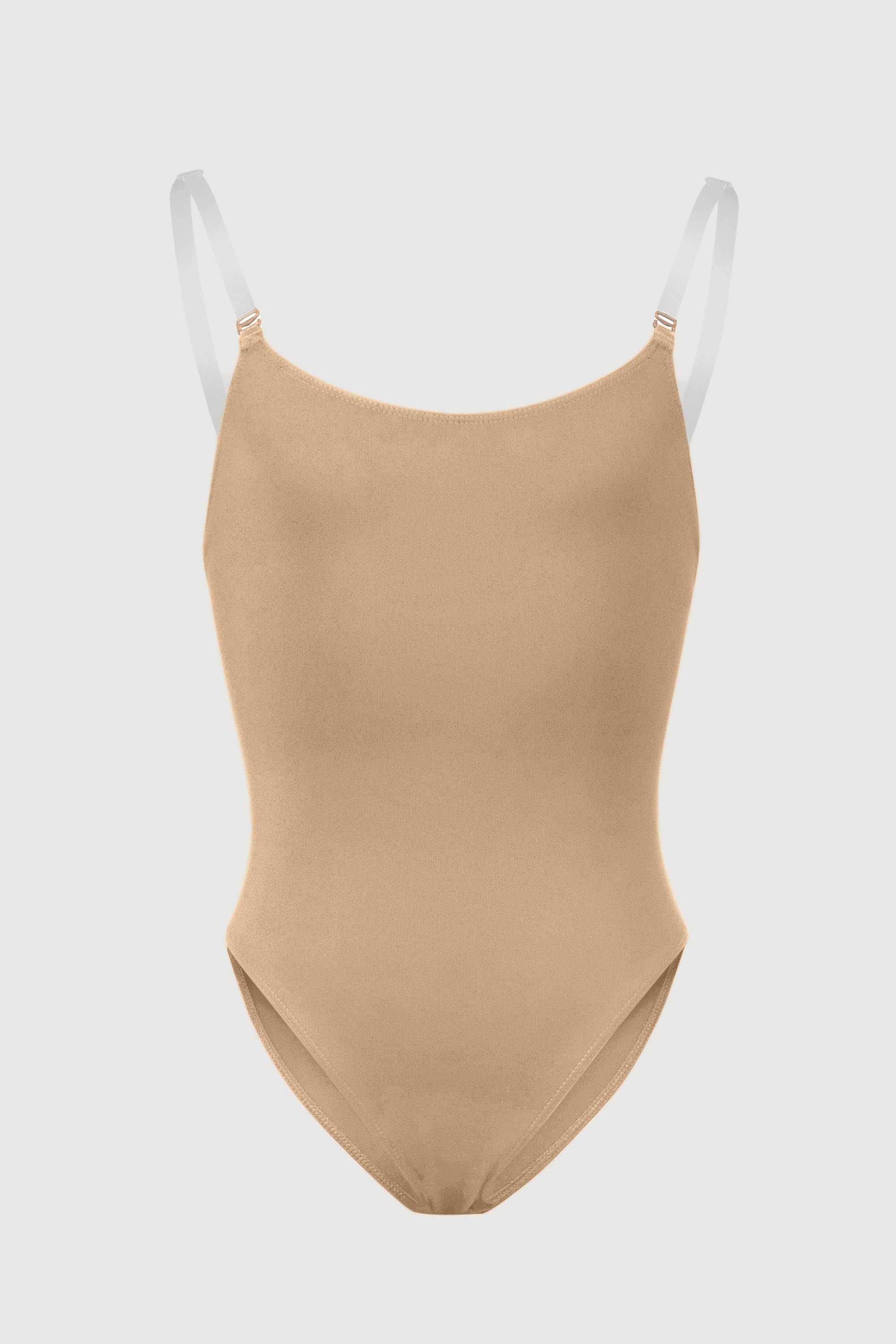 BLOCH Girls Auva Adjustable Strap Bodysuit, Tan