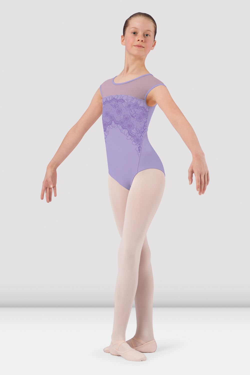 BLOCH Girls Katalina Cap Sleeve Leotard, Lilac