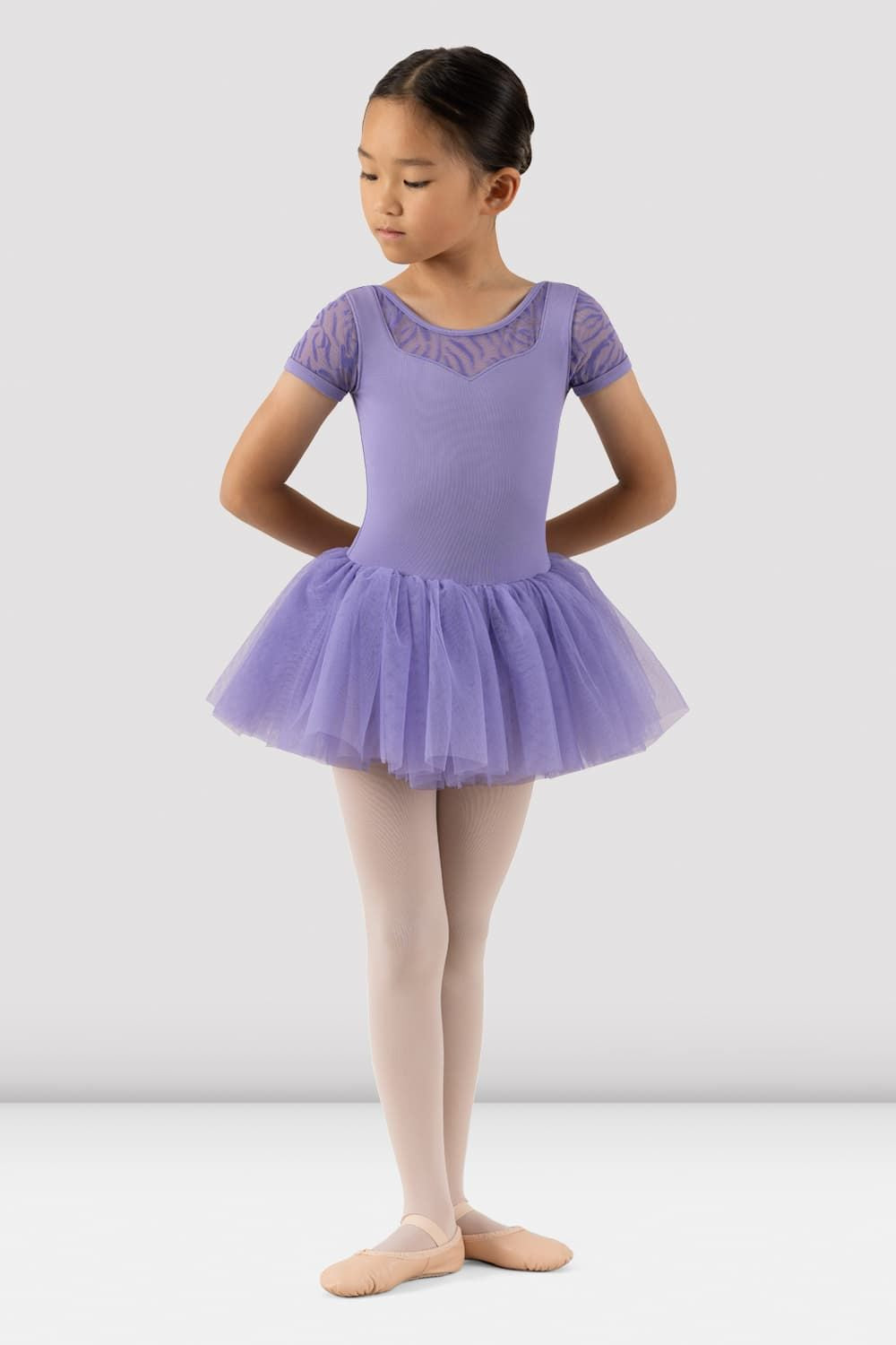 BLOCH Girls Holly Short Sleeve Tutu Dress, Lilac