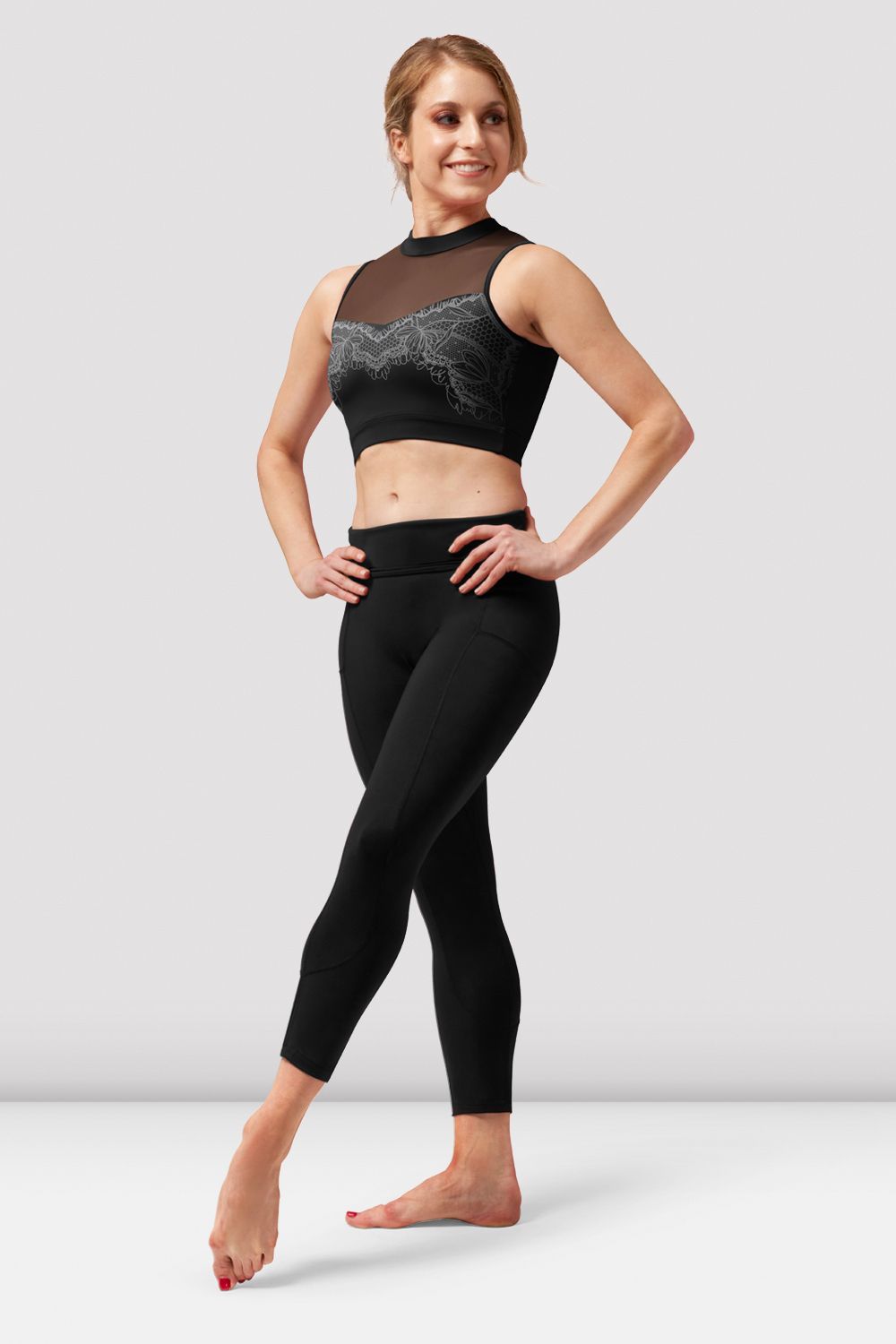 BLOCH Ladies Natalia Open Back Crop Top, Black