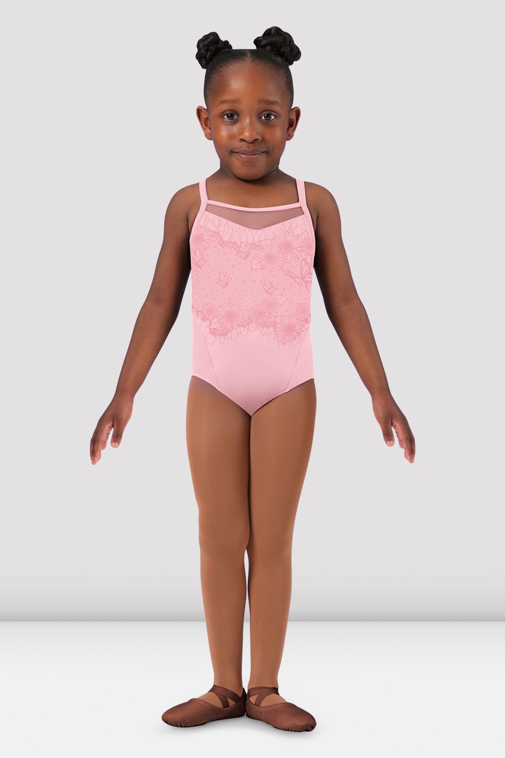 BLOCH Girls Kendra Mesh Back Leotard, Candy Pink