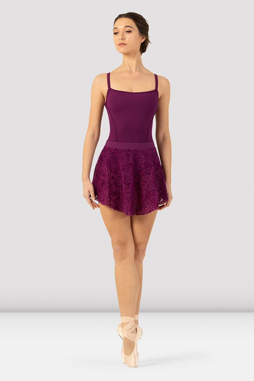 BLOCH Ladies Parisa Mesh Pull-On Skirt, Boysenberry