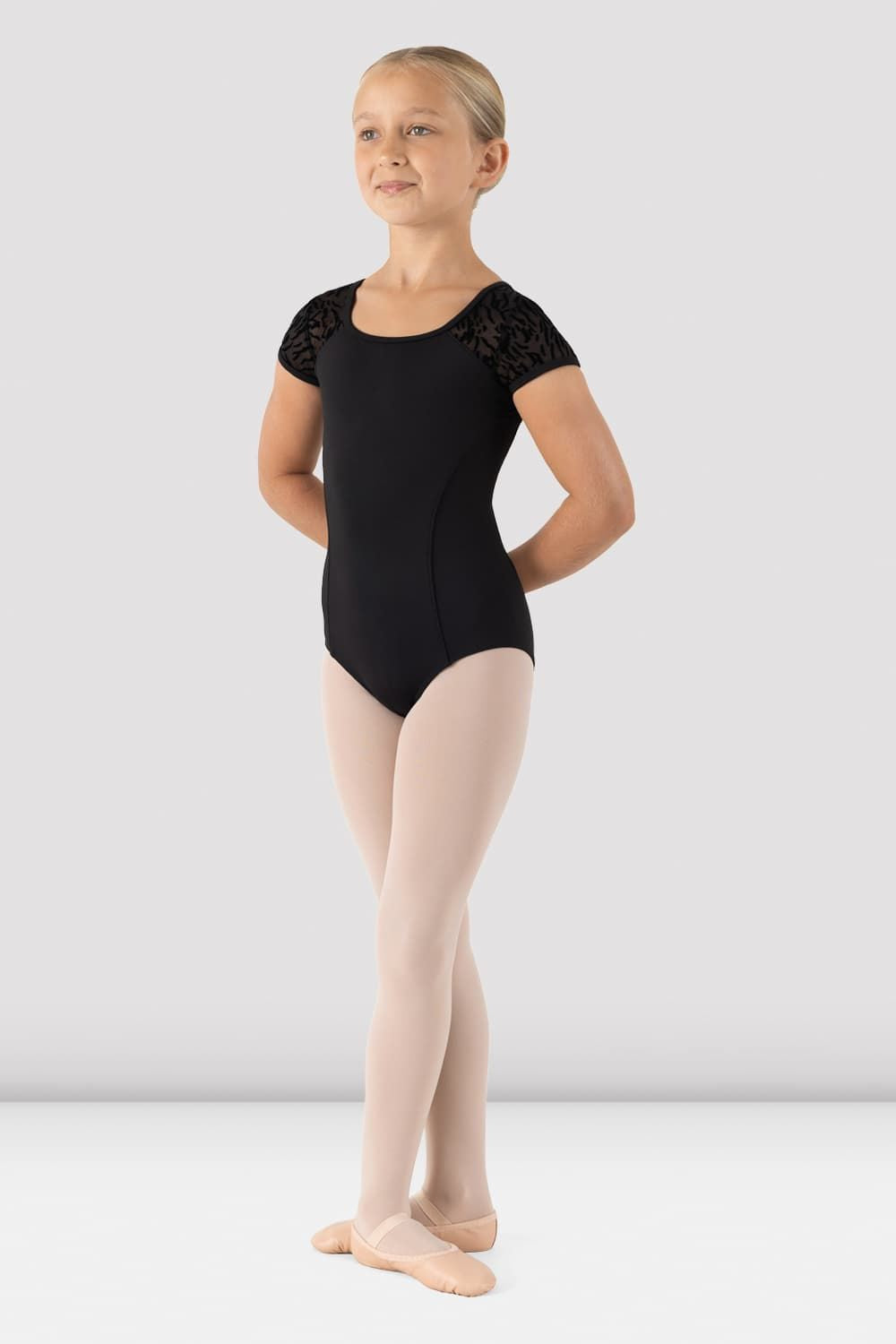 BLOCH Girls Macy Cap Sleeve Leotard, Black