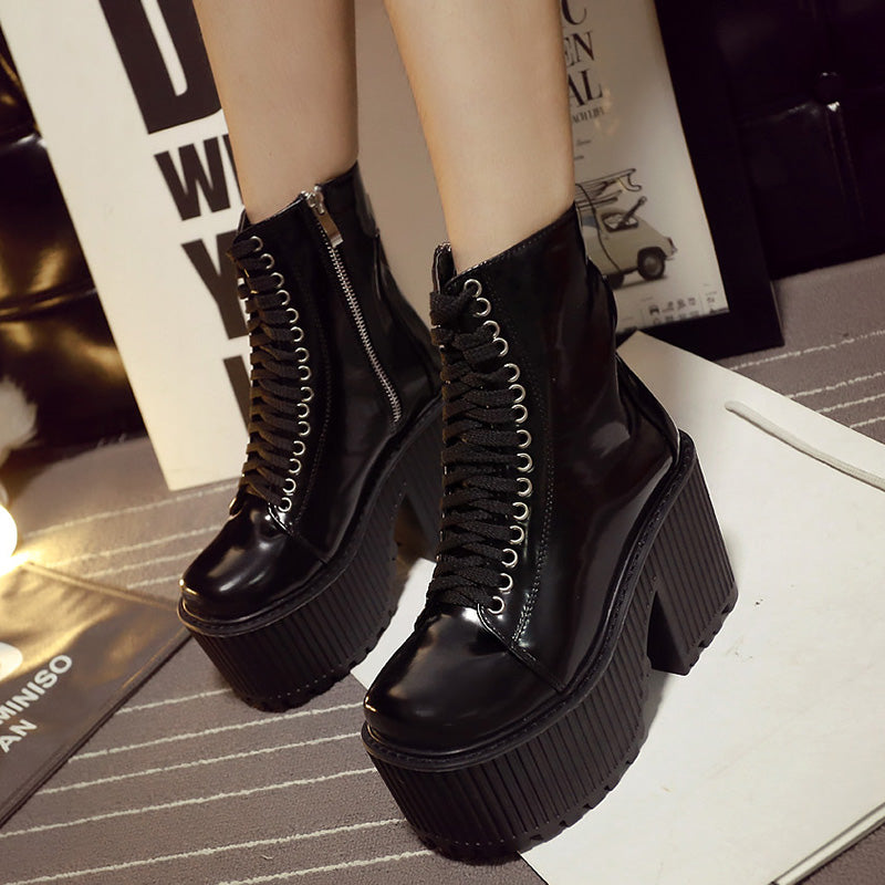 rubber platform boots