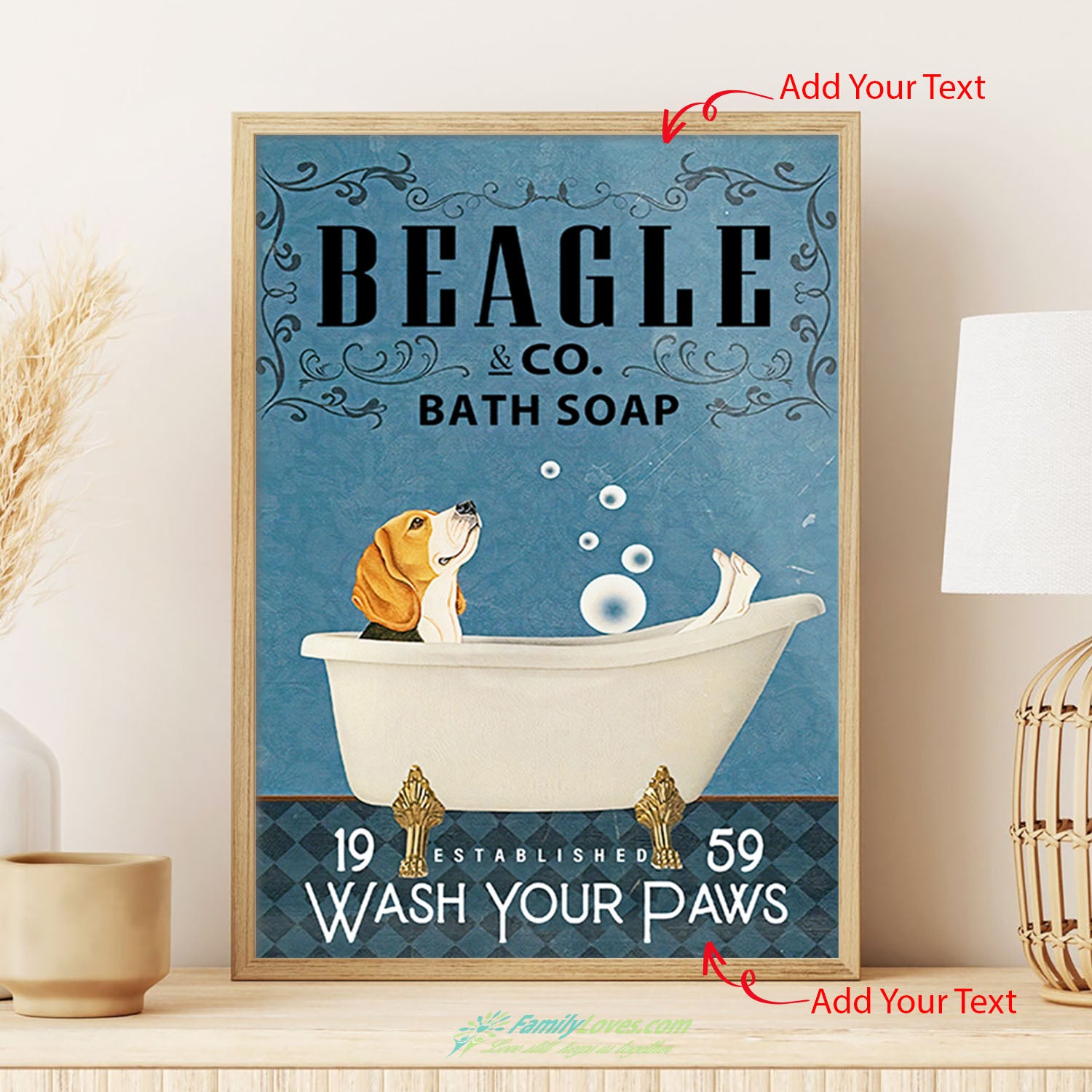 Beagle Co Bath Soap Wash Your Paws Wall Canvas Art Poster Holder All Size 1