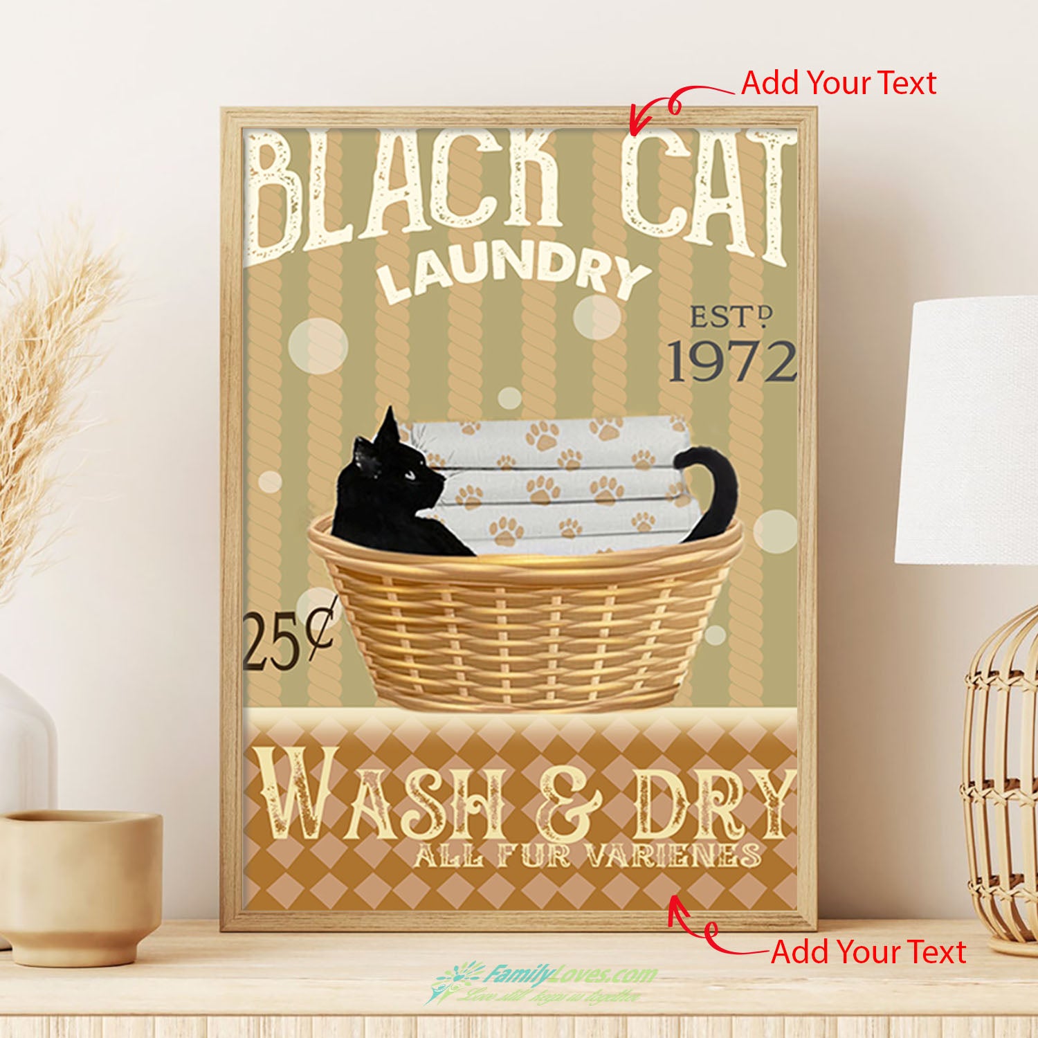 Black Cat Laundry Wash Canvas Wall Decor Poster 12X16 All Size 1