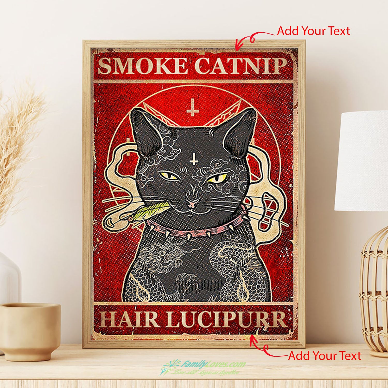 Black Smoke Catnip Hair Lucipurr Canvas Holder Poster Decor All Size 1