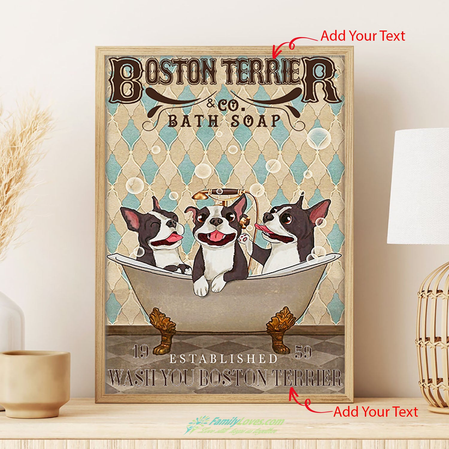 Boston Terier And Co Bath Soap Dog Canvas Painting Poster Prints All Size 1
