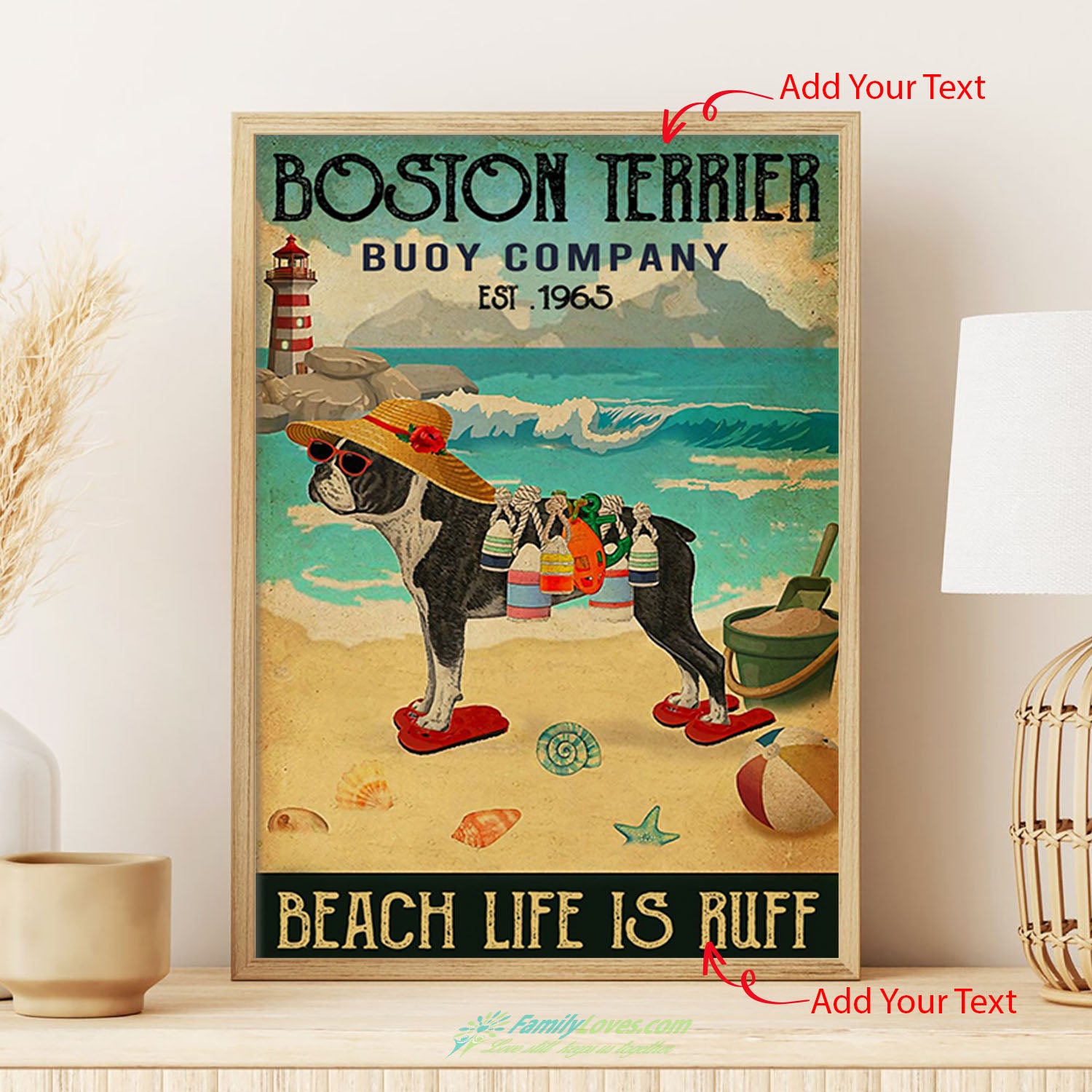 Boston Terrier Buoy Company Canvas Wall Decor Poster Frames All Size 1