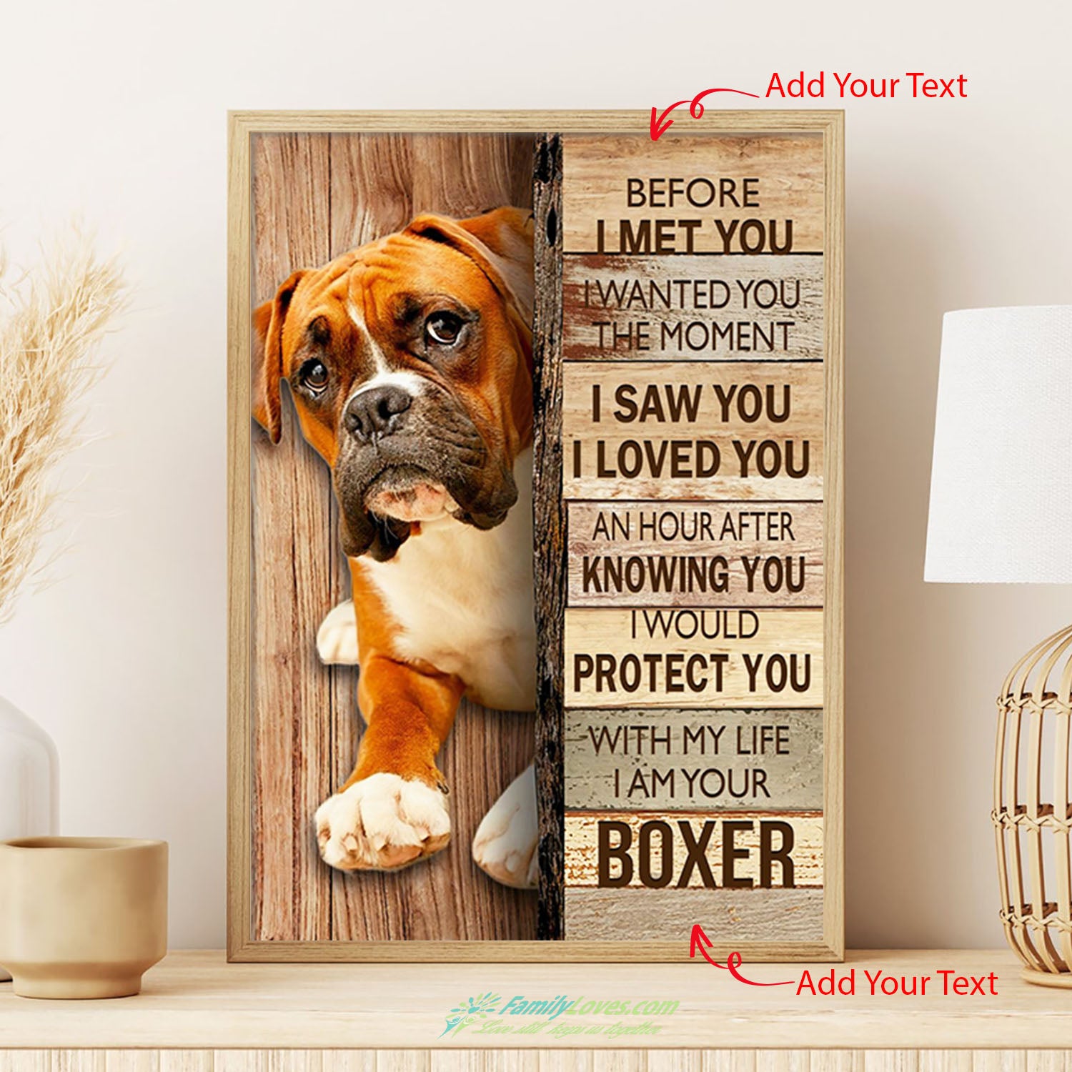 Boxer With My Life I Am Your Boxer For Dogs Lover Canvas Wall Art 24X36 Poster Frame All Size 1