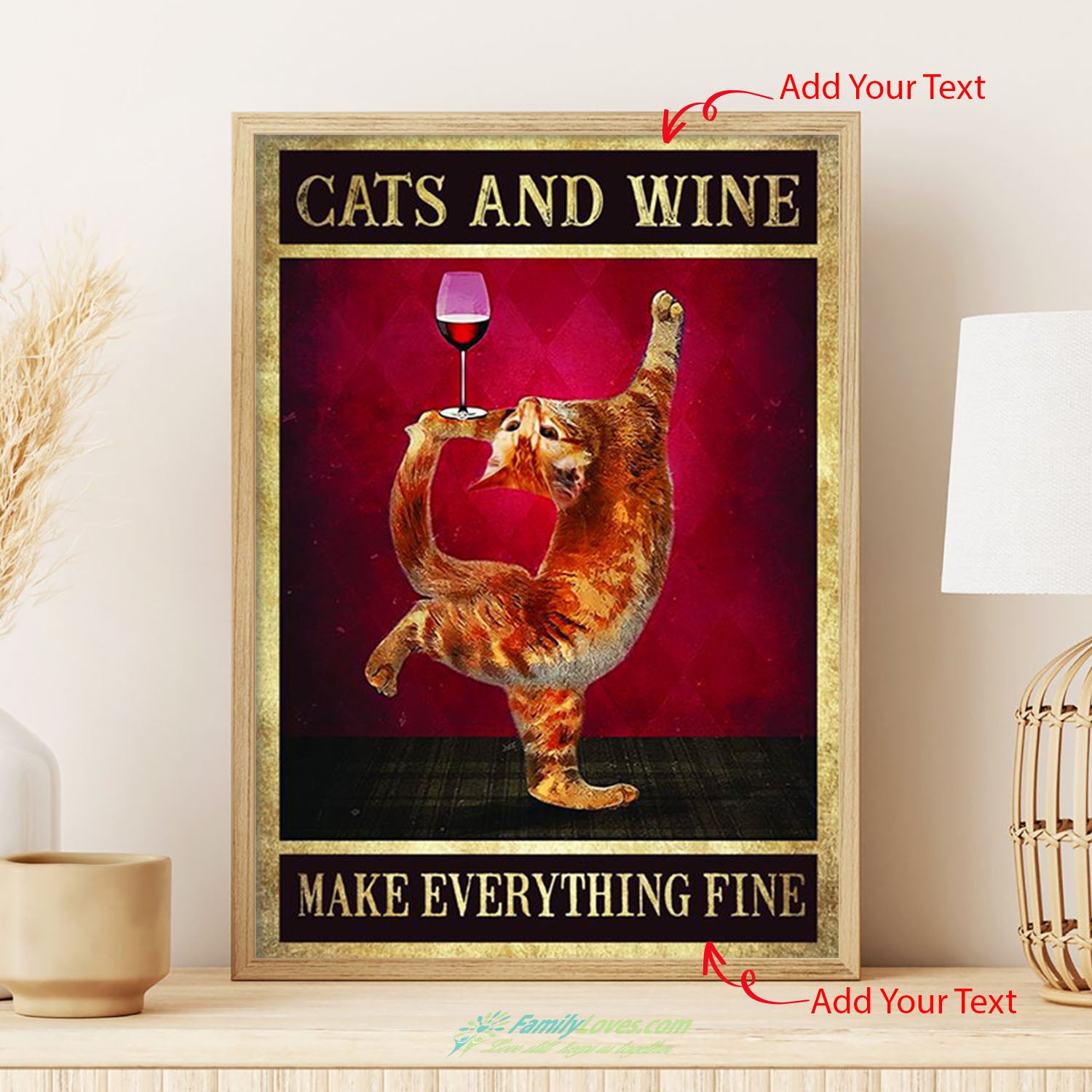 Cat And Wine Make Everything Fine Canvas 36 X 48 Poster Of A Window All Size 1