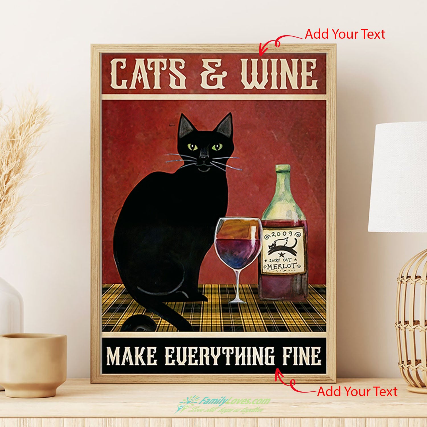 Cat And Wwine Canvas 30X40 Poster Room Decor All Size 1