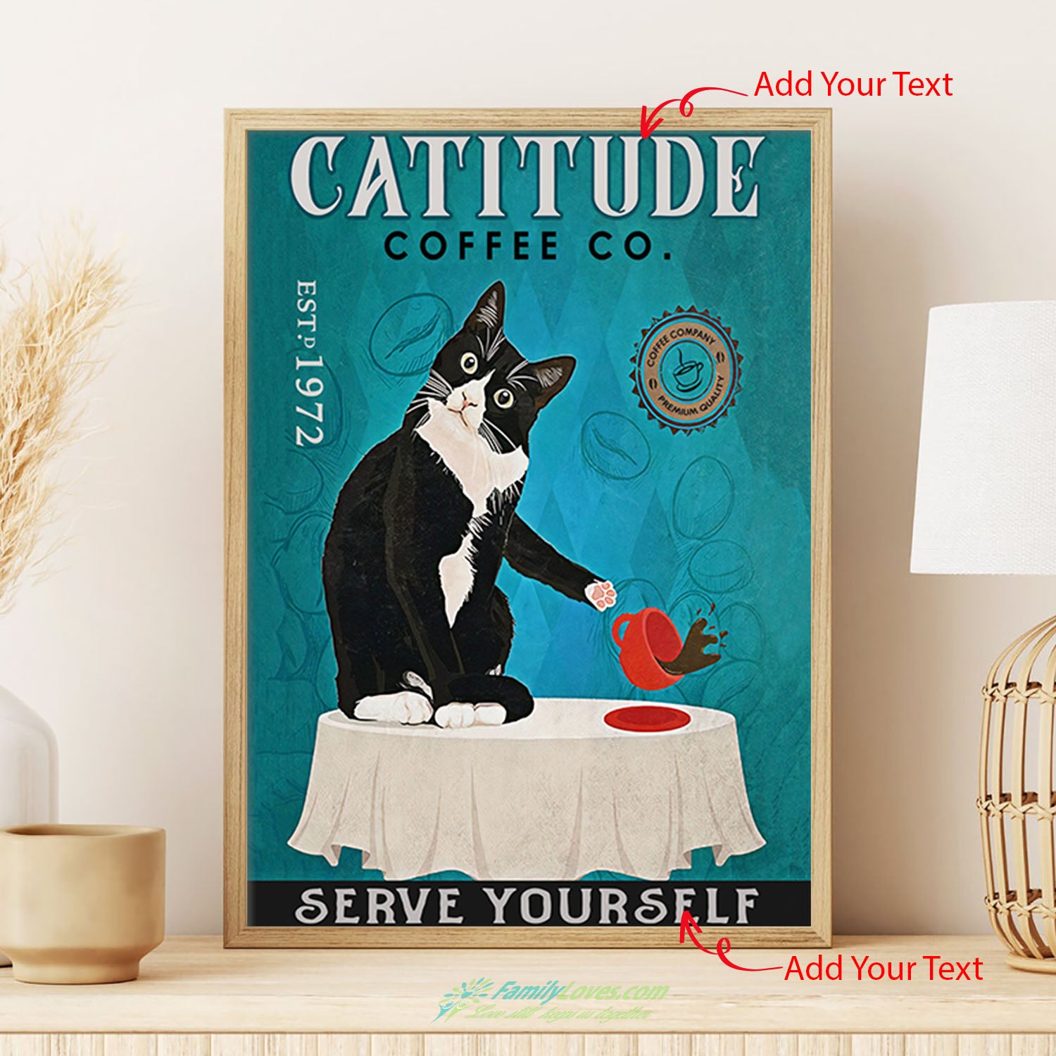 Cattitude Coffee Co Serve Yourself Canvas Painting Poster 18X24 All Size 1