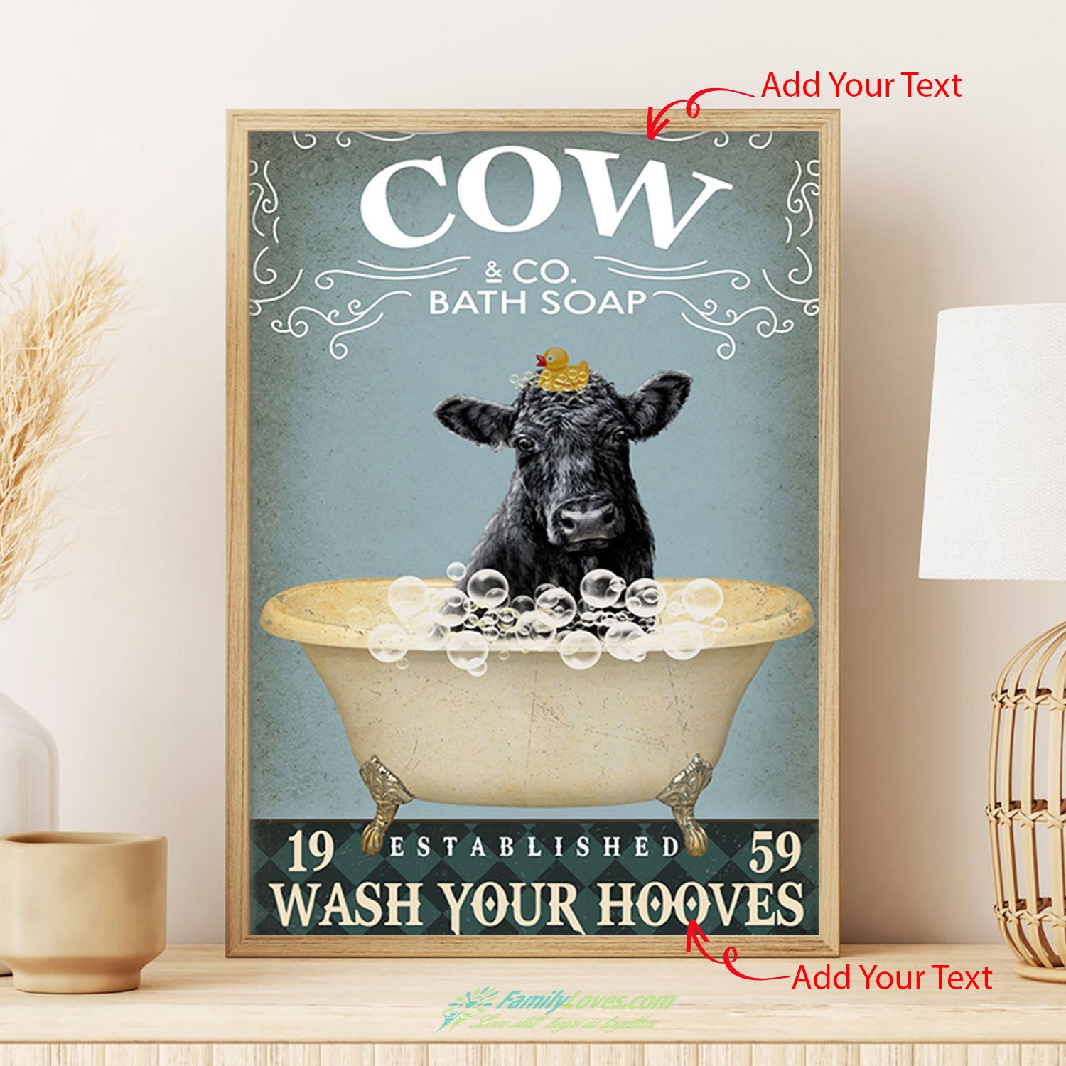 Cow Bath Soap Canvas Frame Poster Display All Size 1