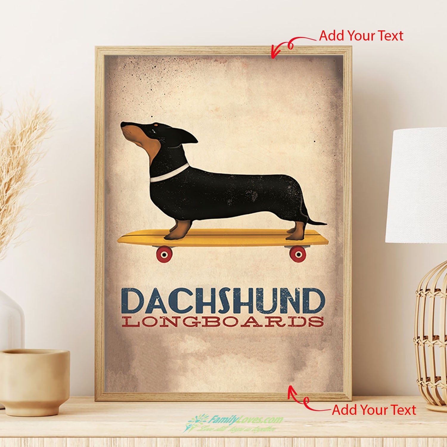 Dachshund Longboards Canvas Oil Painting Poster Room Decor All Size 1