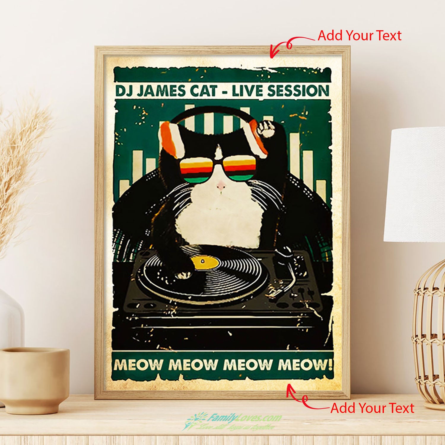 Dj Jame Cat Live Session Meow Wall Canvas Art Poster 12X18 All Size 1