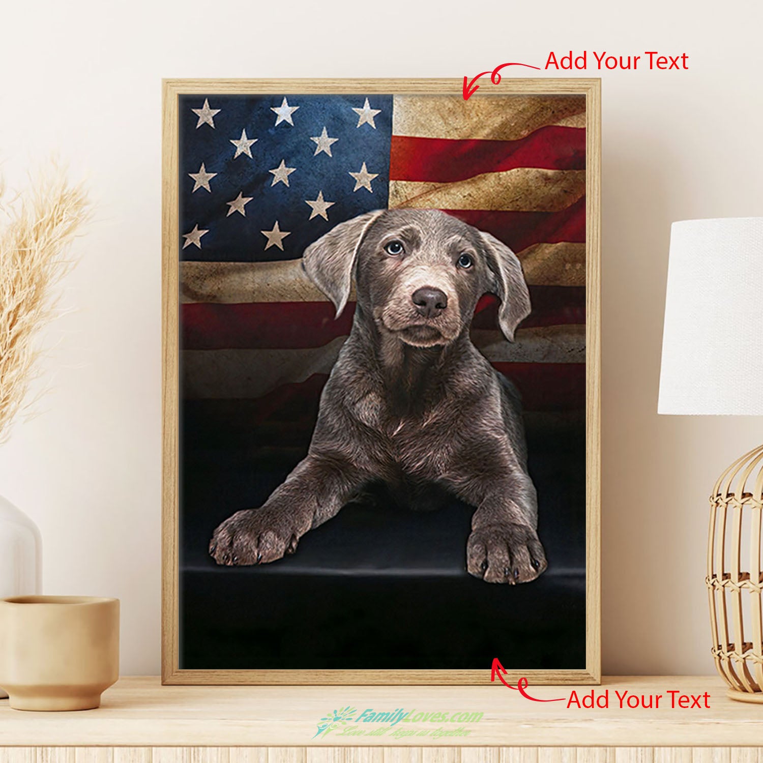 Dog American Flag Canvas 8X10 Poster Art Prints All Size 1