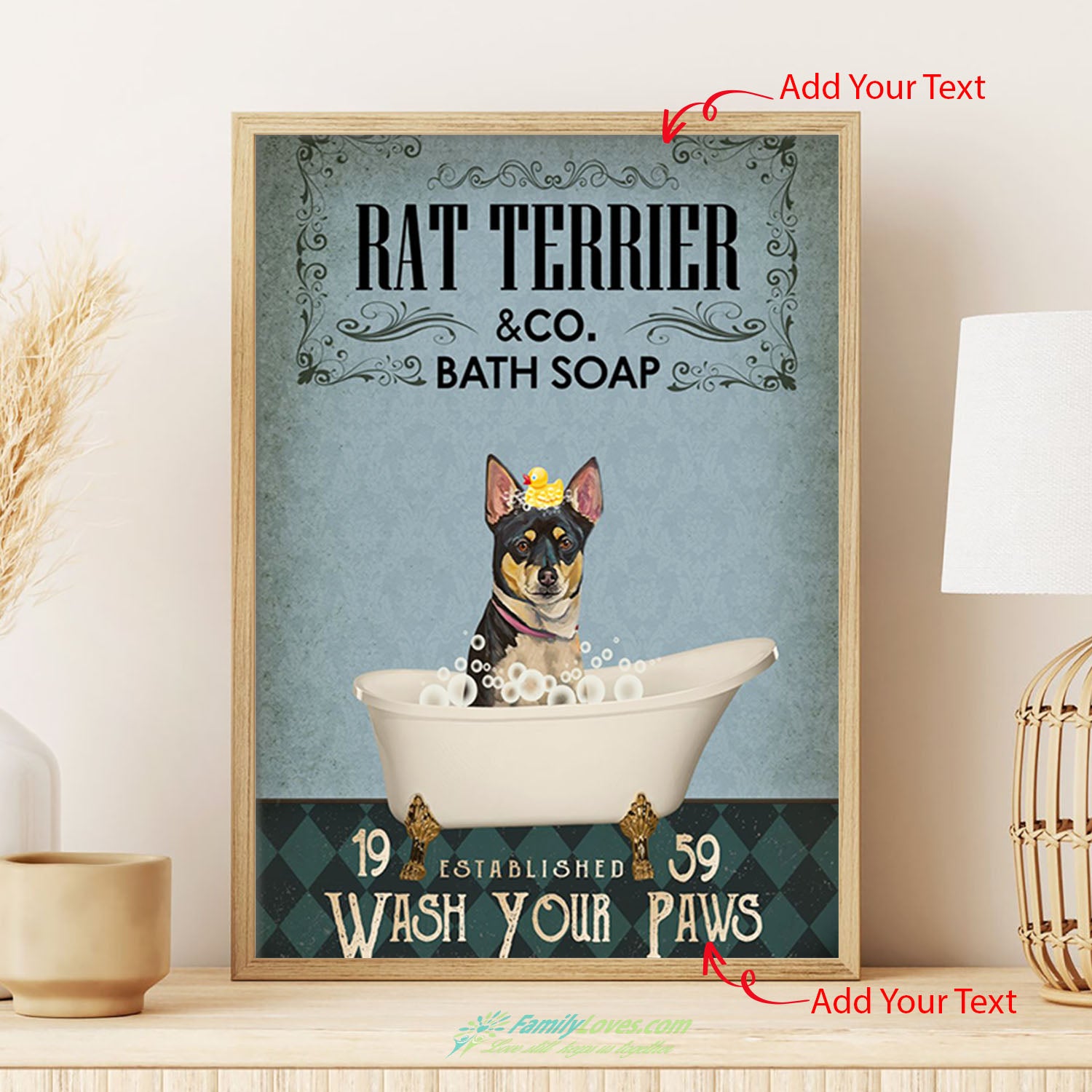 Dog Terrier Bath Soap Wash Your Paws Frame For Canvas 16X20 Poster Of A Window All Size 1