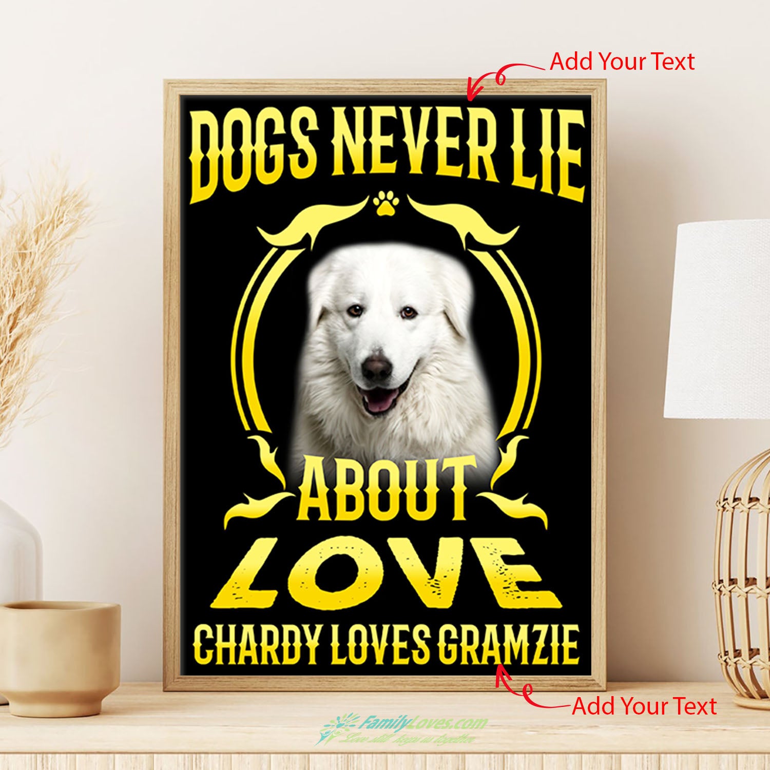 Dogs Never Lie About Love Chardy Loves Gramzie Canvas Hanger Poster Room Decor All Size 1