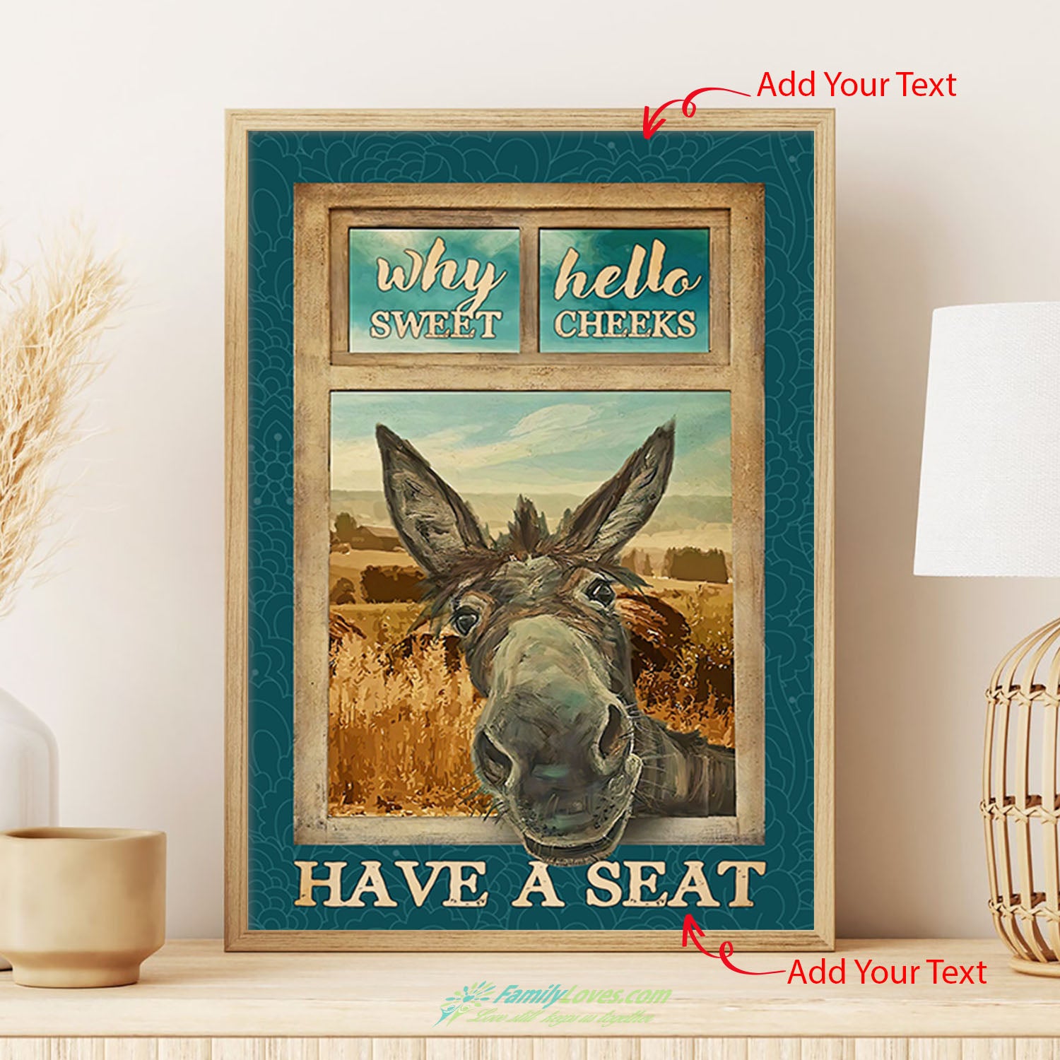 Donkey Window Funny Why Hello Sweet Cheeks Have A Seat Canvas Hanger Poster Hanging All Size 1