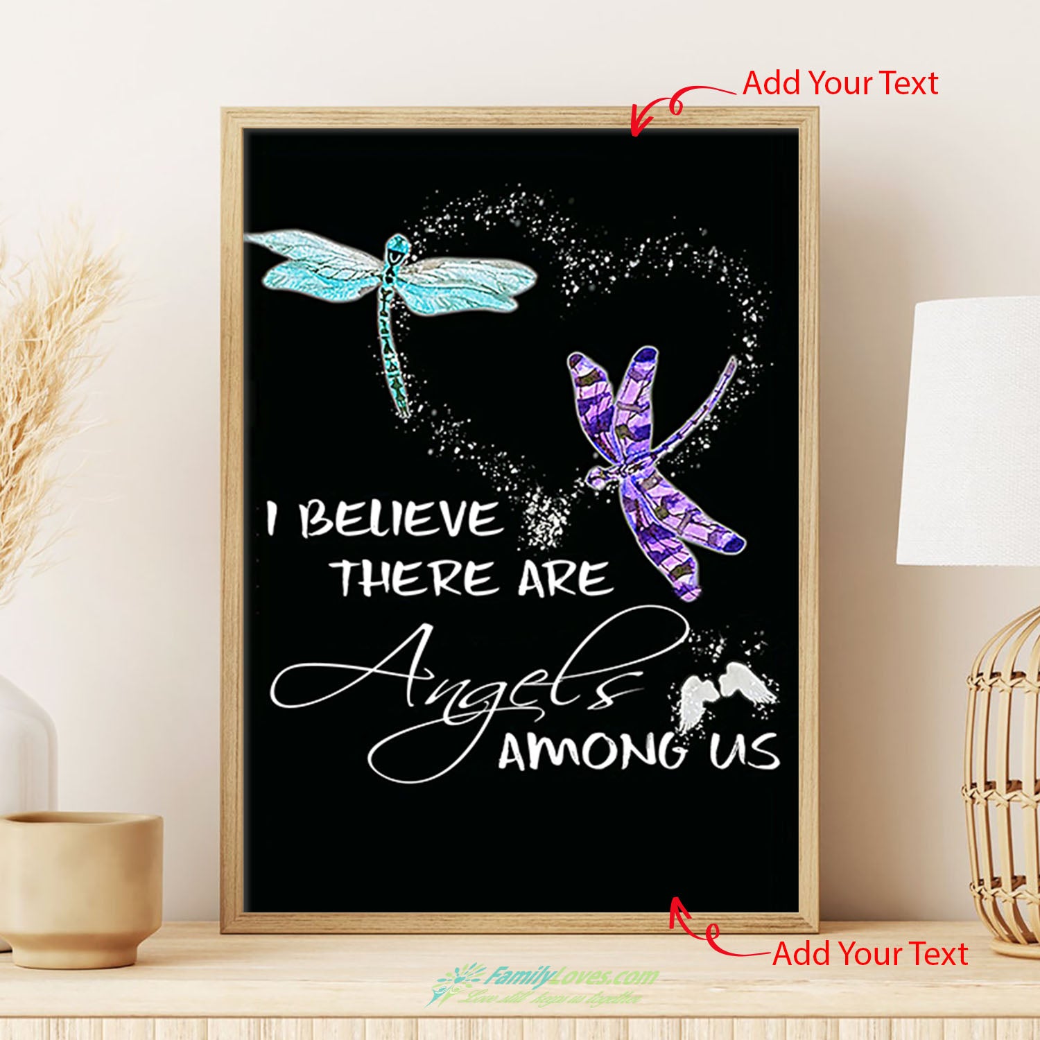 Dragonfly They Believe There Are Angels Among Us Framed Photo Print Wall Art Wall Hangings Room Art Decor Canvas Prints Black Poster Board All Size 1