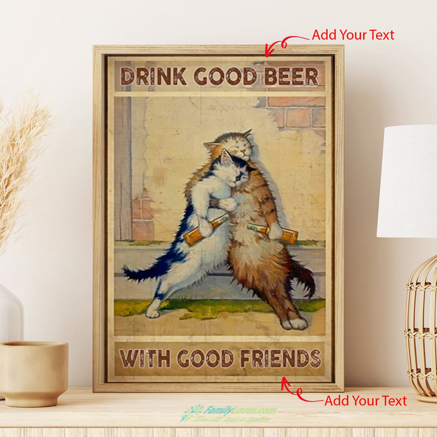 Drink Good Beer With Good Friends Cat Canvas Art Poster 16X20 All Size 1