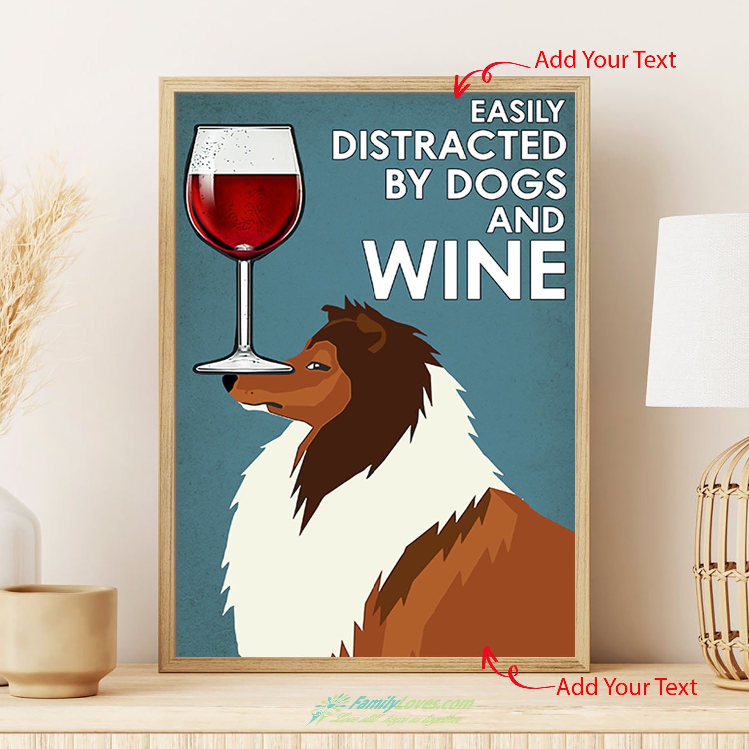 Easily Distracted By Dogs And Wine Canvas Prints Poster Board All Size 1