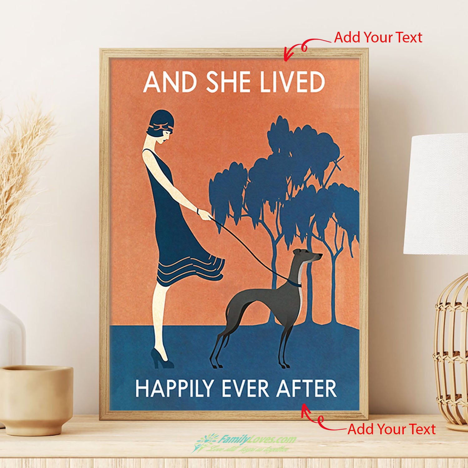 Girl Greyhound She Lived Happily Ever After Canvas 48X36 Poster 24X36 All Size 1