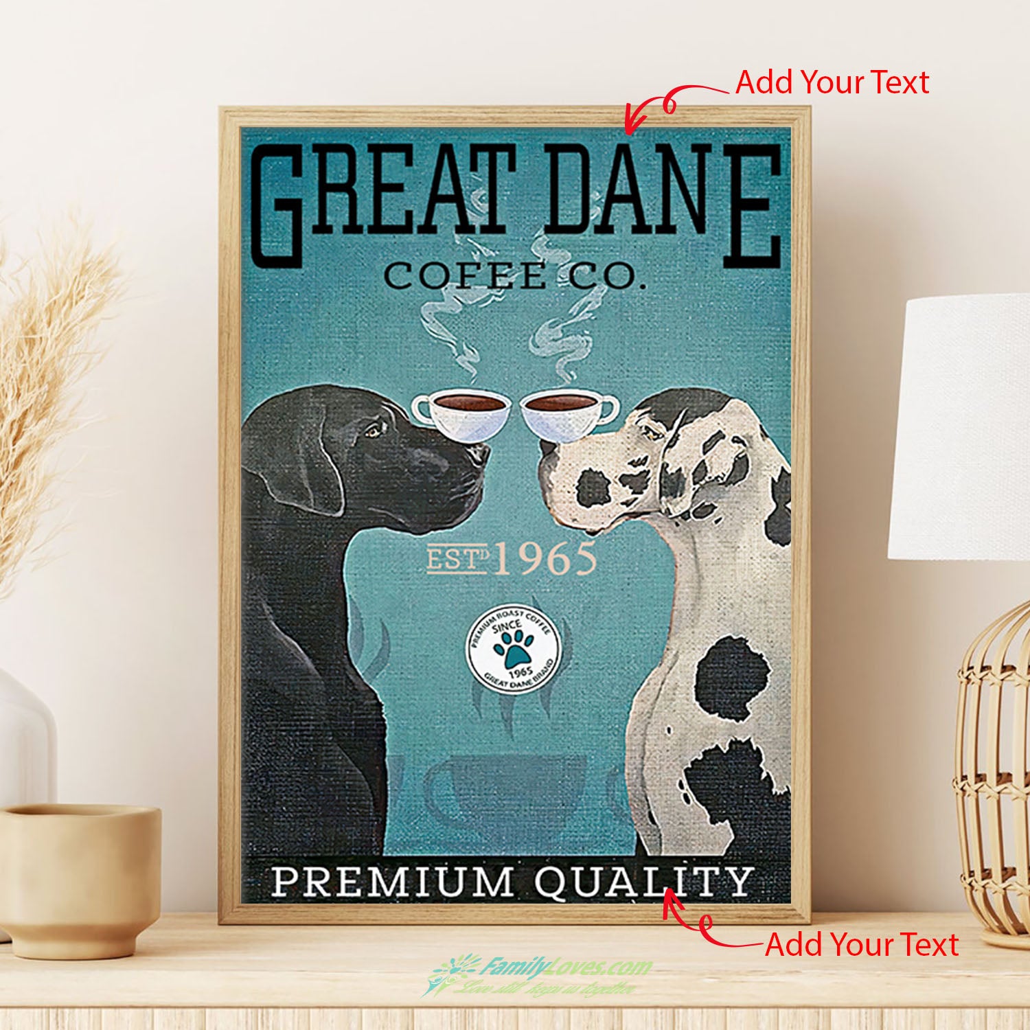 Great Dane Cofee Co Premium Quality Canvas Painting Poster Wall Art All Size 1