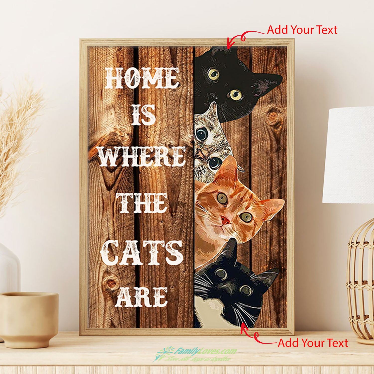 Home Is Where The Cats Are Canvas 16X20 Poster Letters All Size 1