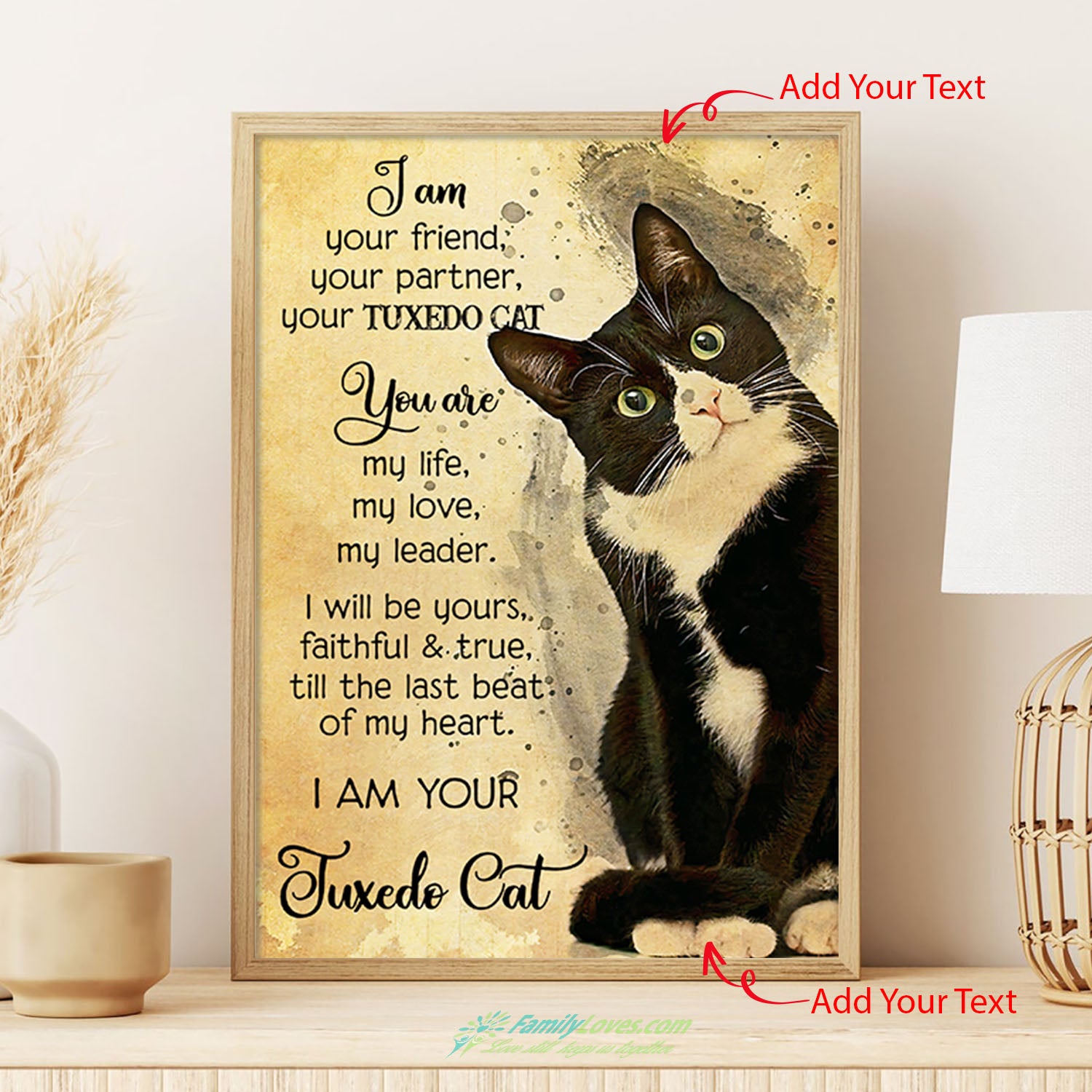 I Am Your Friend Your Partner Your Tuxedo Cat Canvas Wall Art For Living Room Poster 12X16 All Size 1