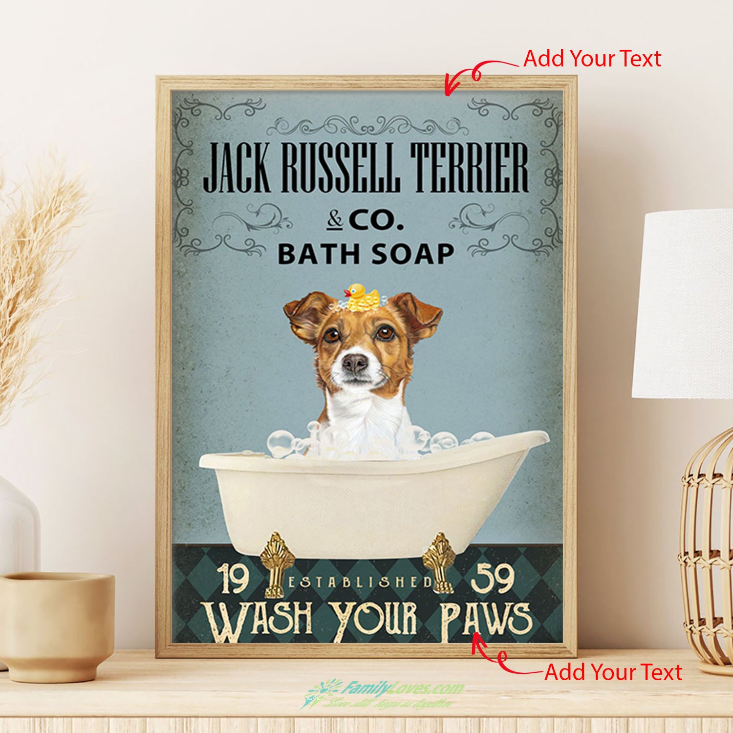 Jack Russell Terrier Co Bath Soap Wash Your Paws Black Canvas For Painting Poster 36X24 All Size 1
