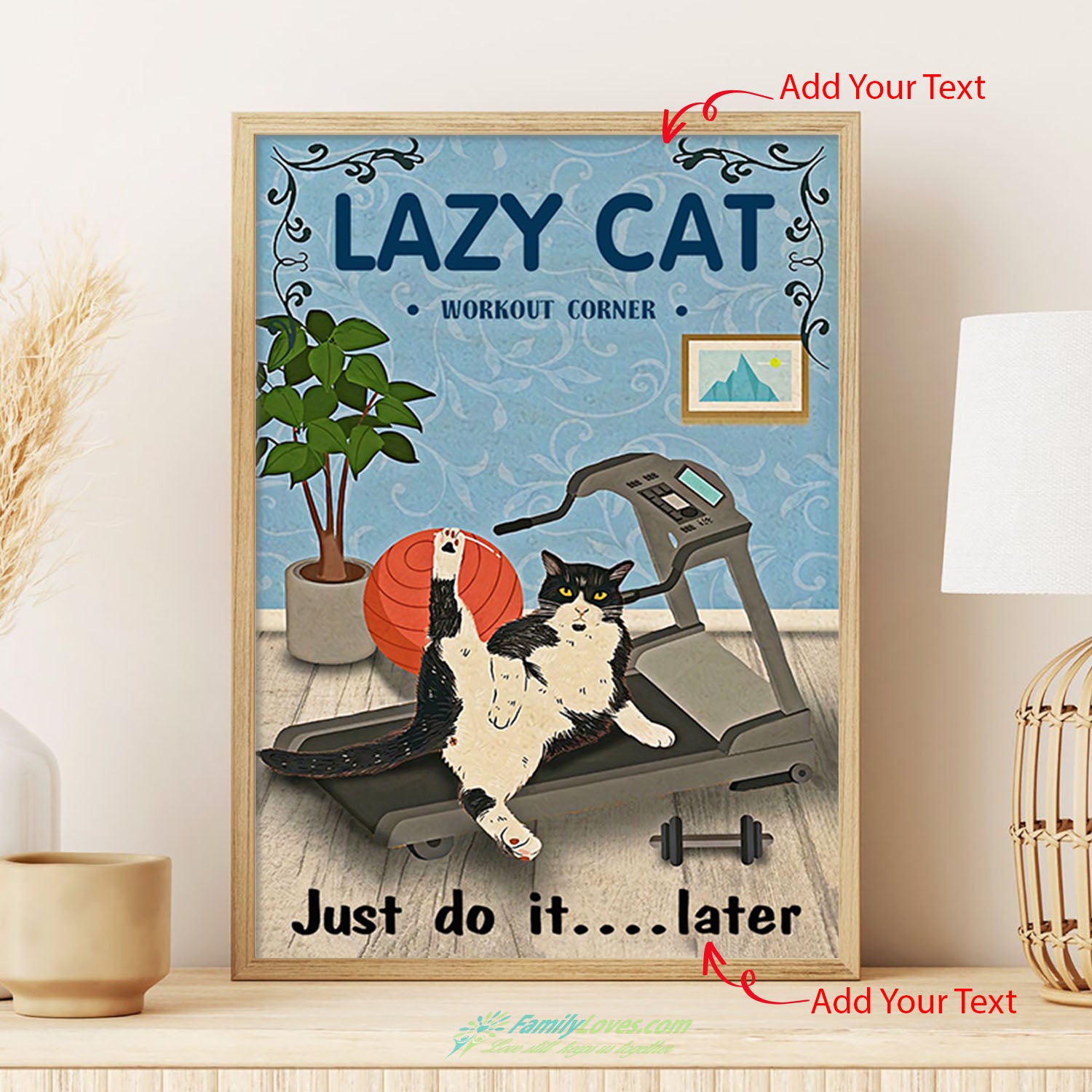 Lazy Cat Workout Cat Lover Print Wall Art Anniversary Birthday Christmas Housewarming Gift Home Canvas Holder Poster Of A Window All Size 1