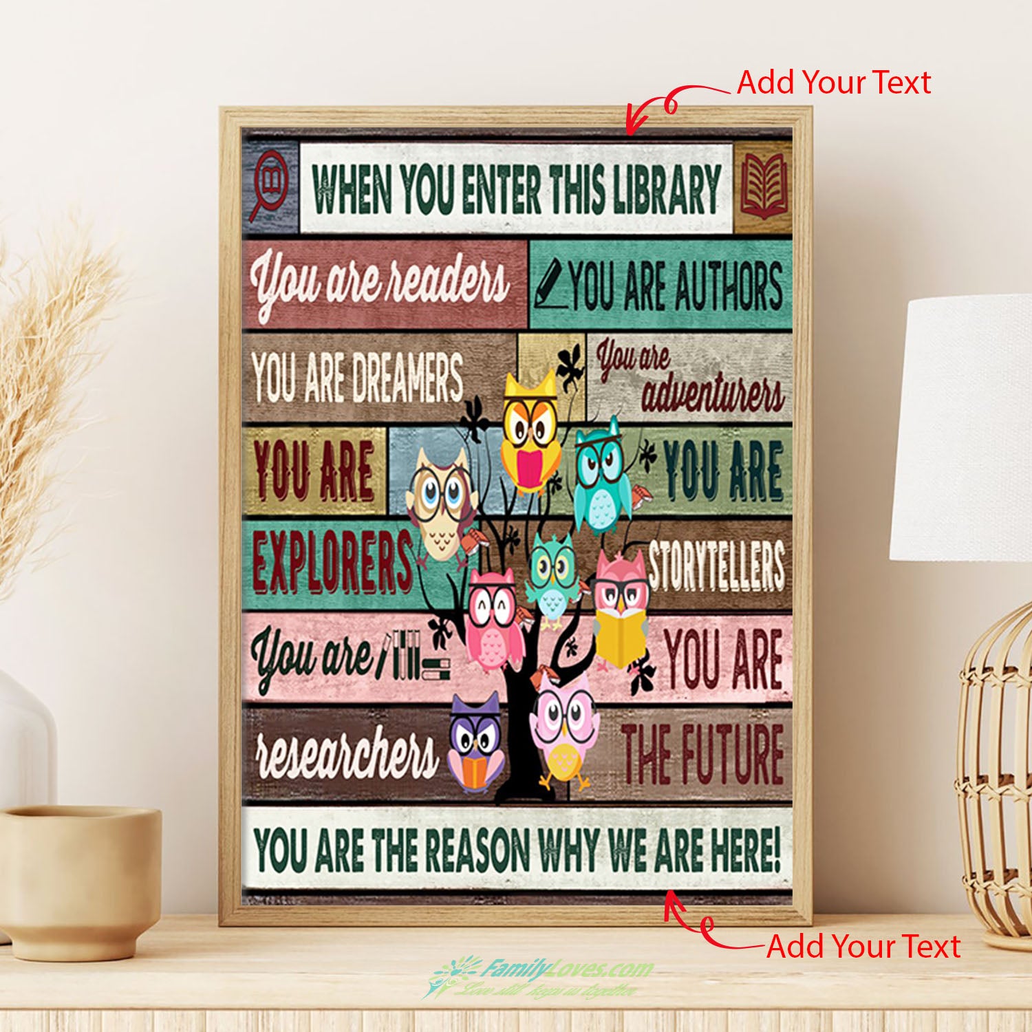 Library Decoration Owl Horizontal Canvas 30X40 Poster 16X20 All Size 1