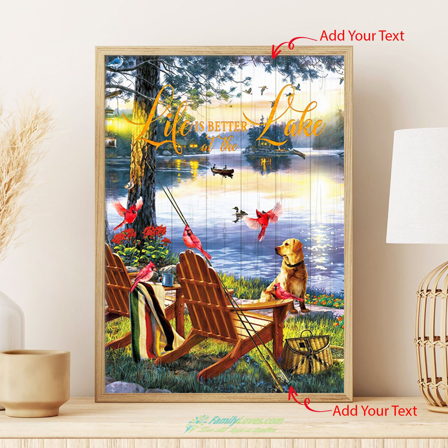 Life Is Better At The Lake Canvas 48X36 White Poster Board All Size 1