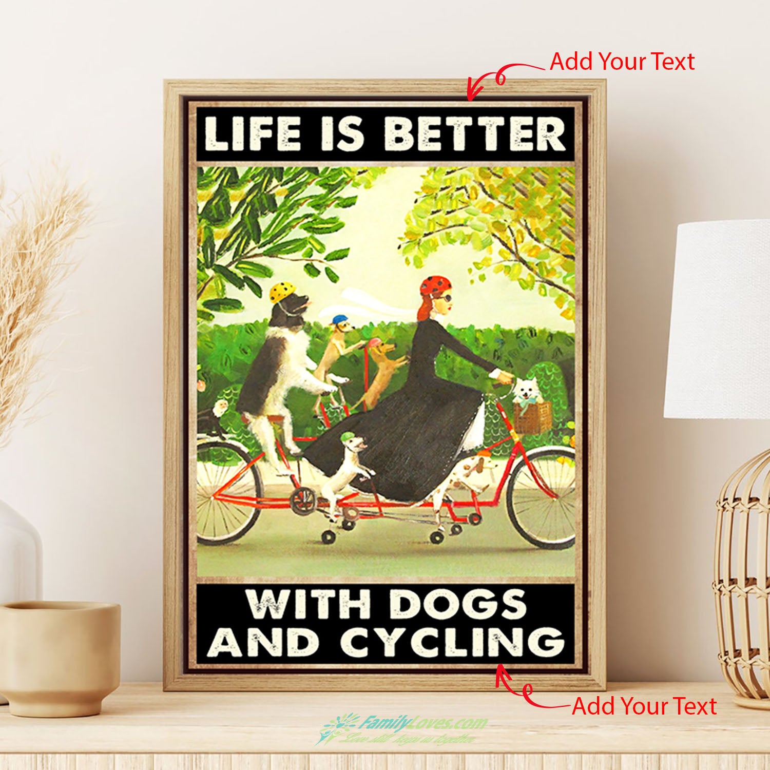 Life Is Better With Dogs And Cycling Canvas 8X10 Poster Letters All Size 1