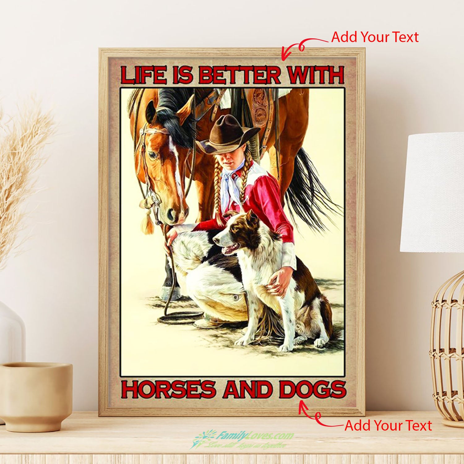 Life Is Better With Horses And Dogs Canvas Wall Art For Living Room Poster Paint All Size 1