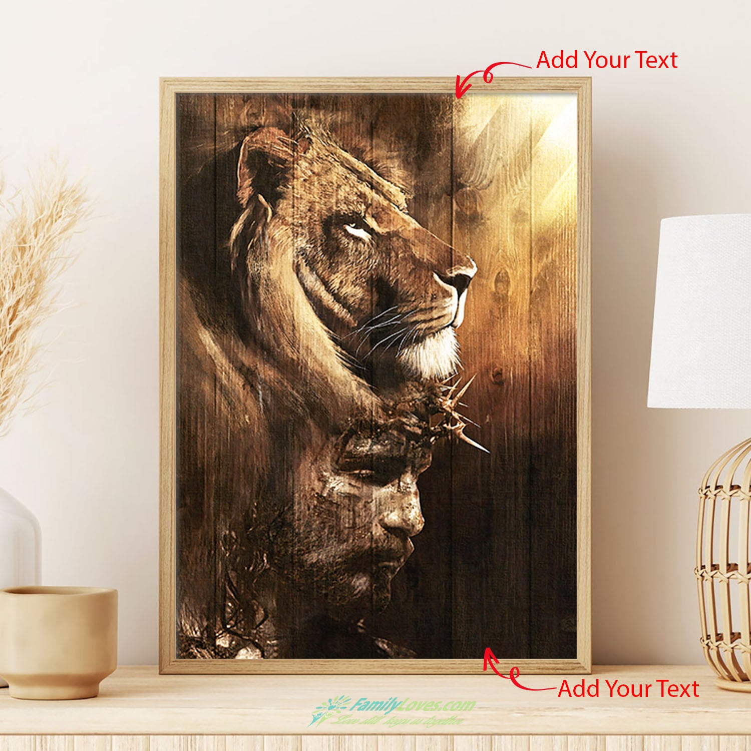 Lion And Jesus Beside Frame For Canvas 16X20 12X18 Poster Frame All Size 1