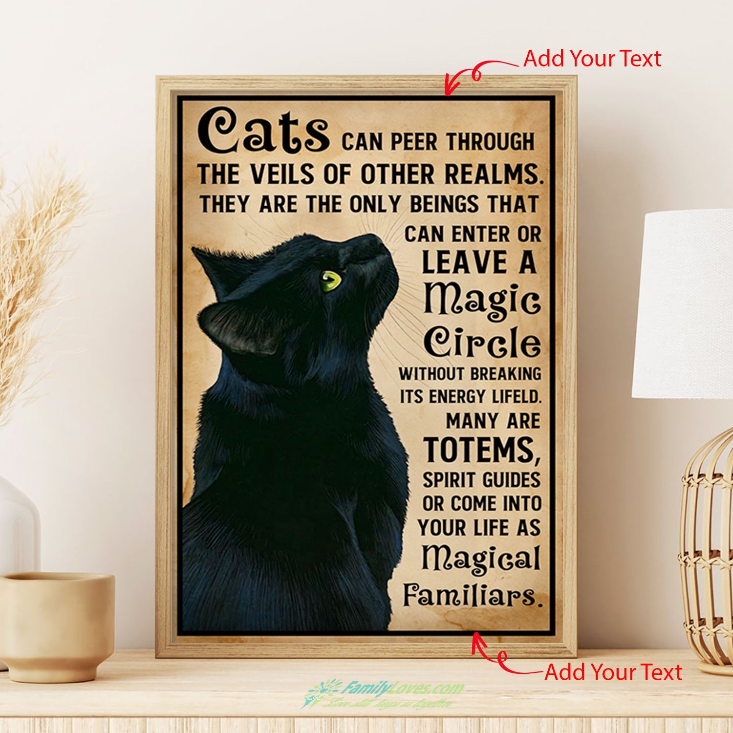 Magic Circle Black Cat Canvas 36 X 48 Poster 36X24 All Size 1