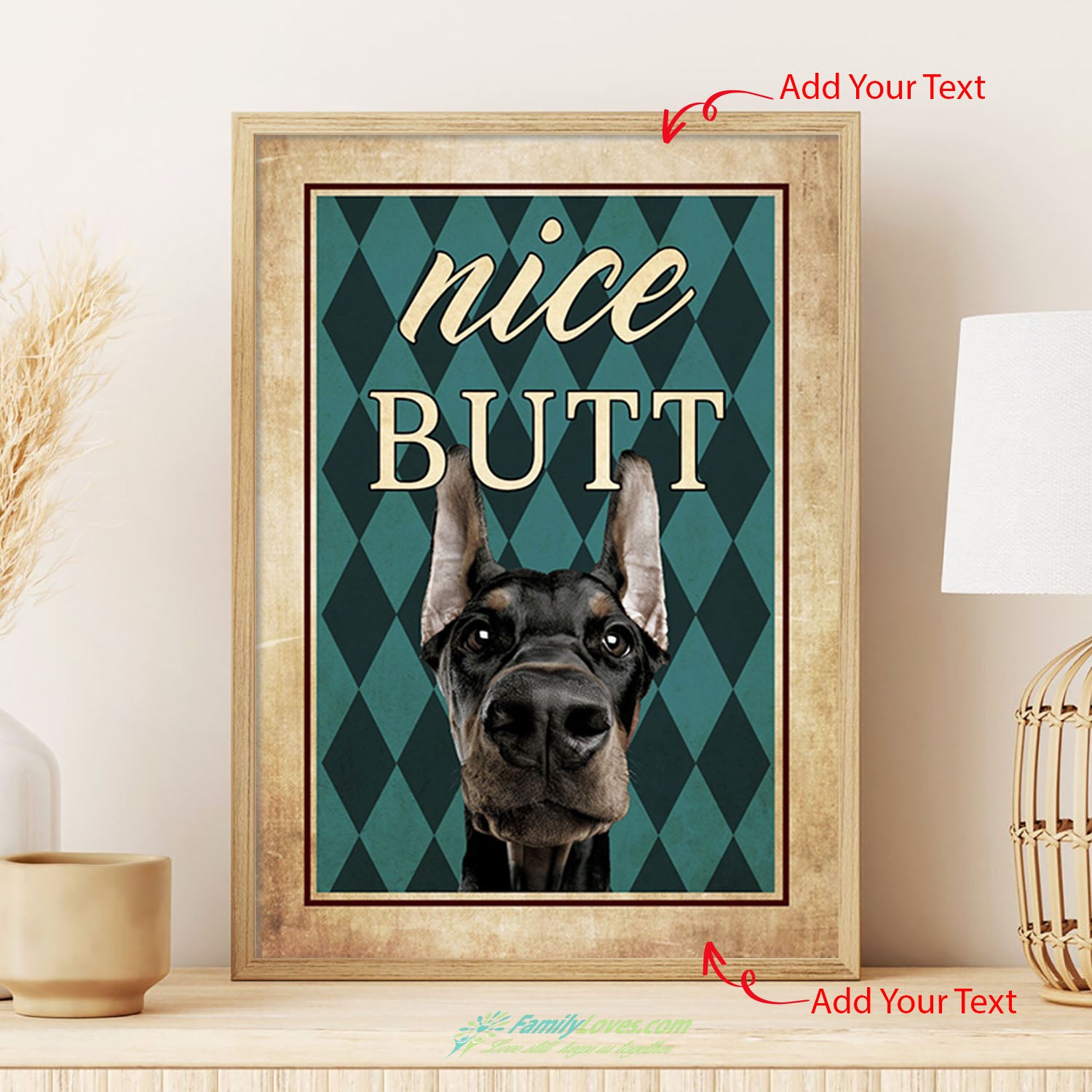 Nice Butt Dog Black Framed Canvas Wall Art Poster Wall Art All Size 1