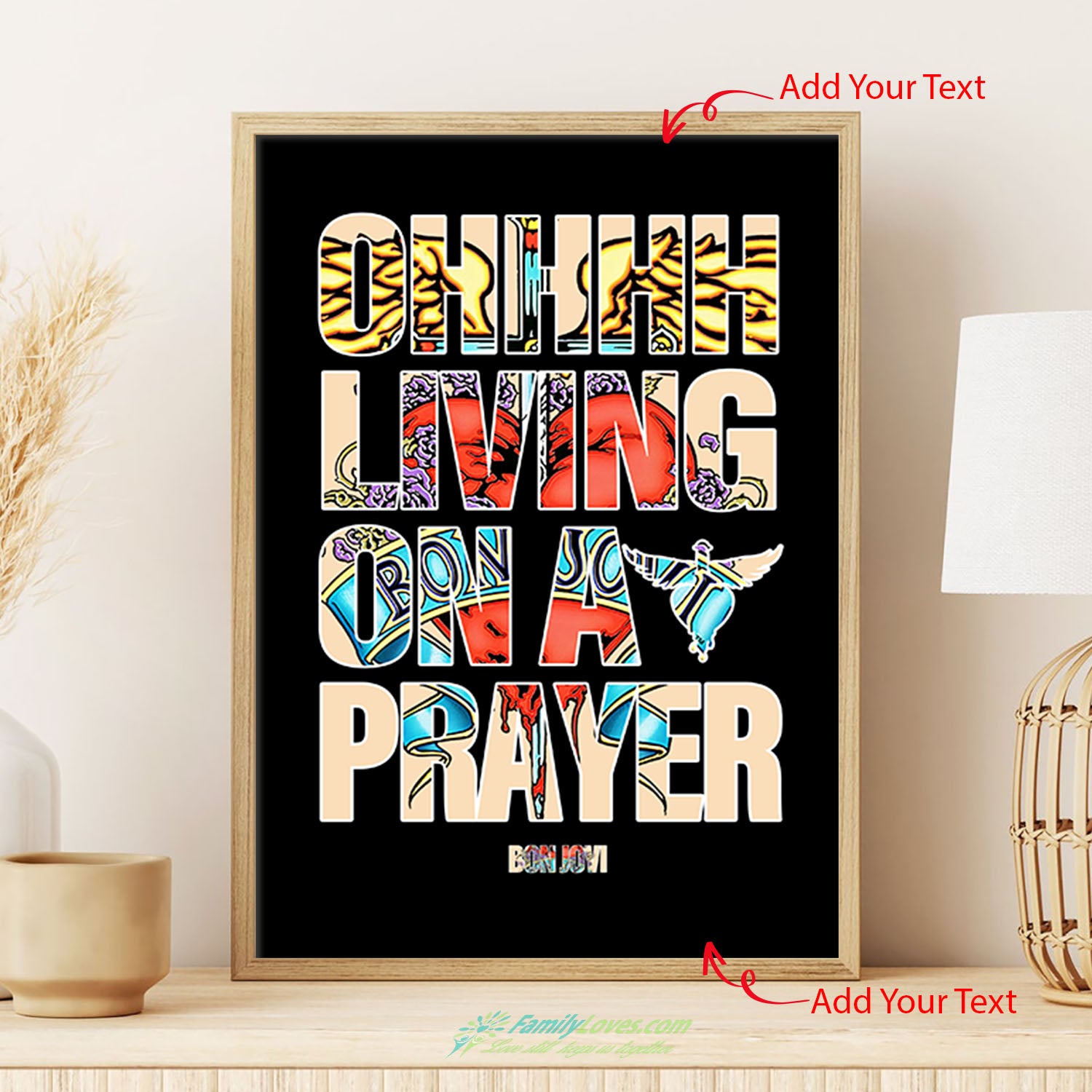 Ohhh Living On A Prayer Canvas 30X40 Black Poster Board All Size 1