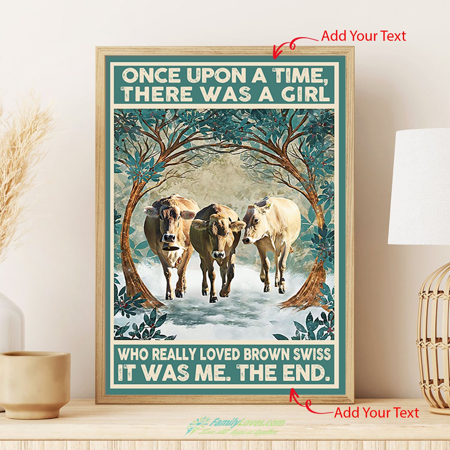 Once Upon A Time Cow Canvas Frames 16X20 Poster Art Prints All Size 1