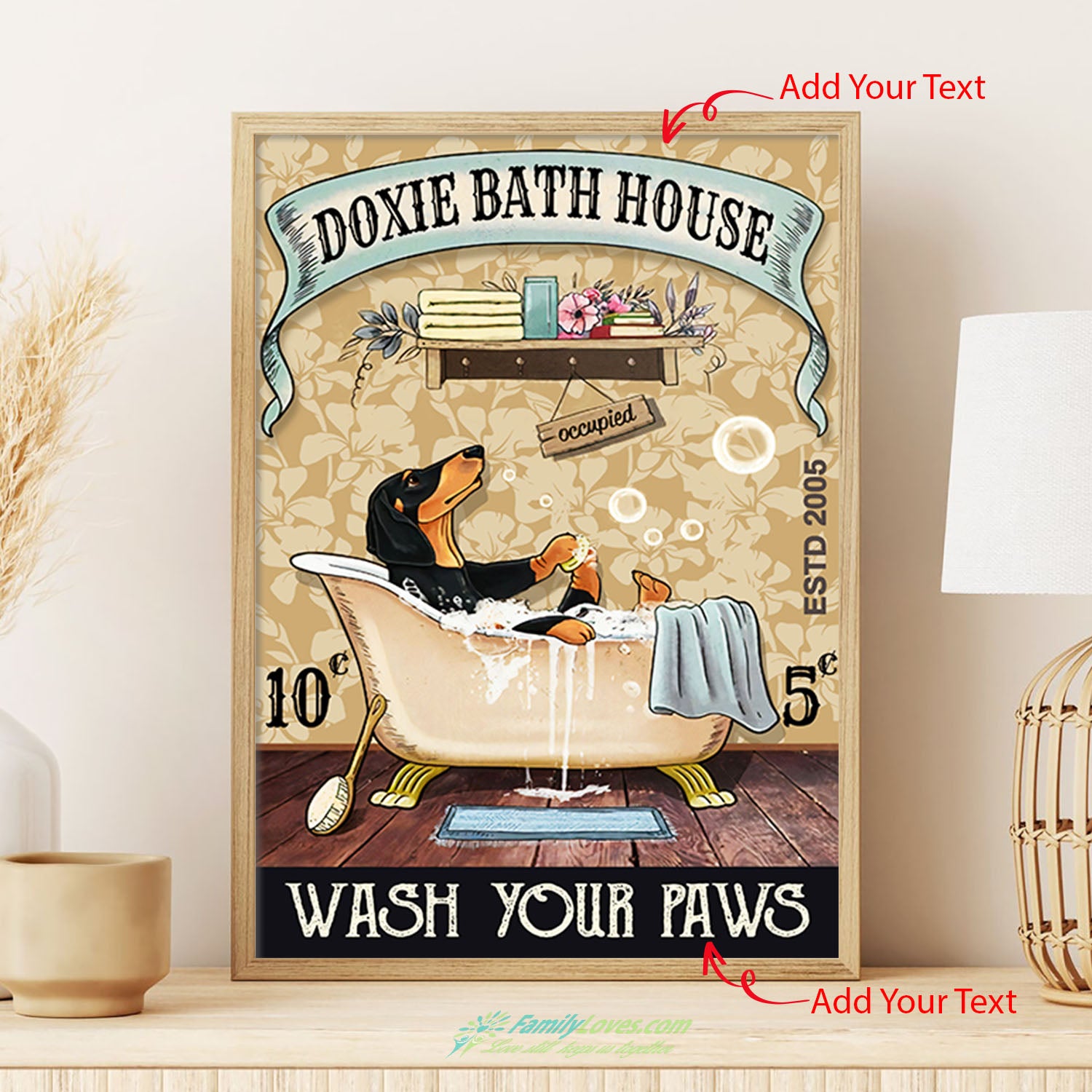 Personalized Photo And Text Prints Gift For Dog Lovers Dachshund Bath House Birthday Presents Canvas 18X24 Poster 36X48 All Size 1
