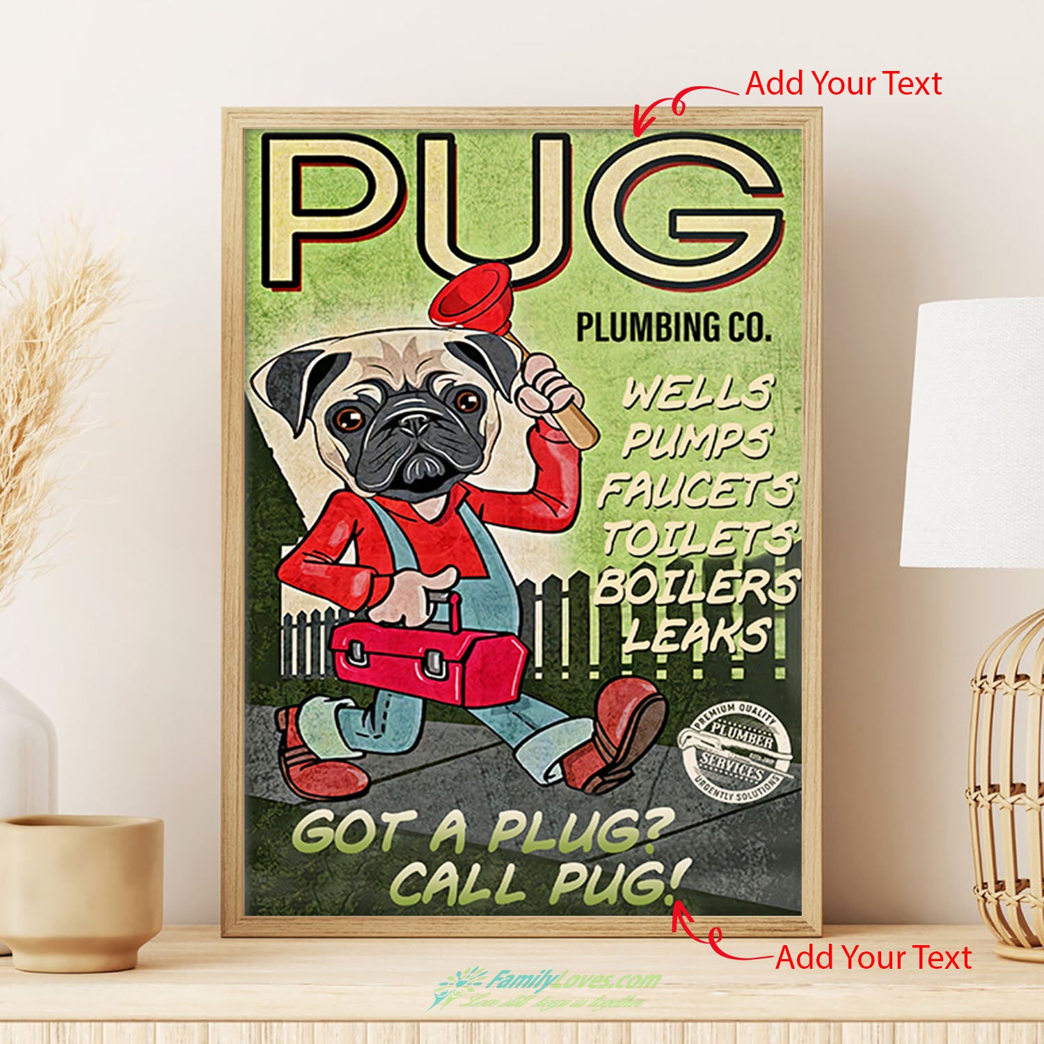 Pug Canvas Wall Art For Living Room Poster 24X36 All Size 1