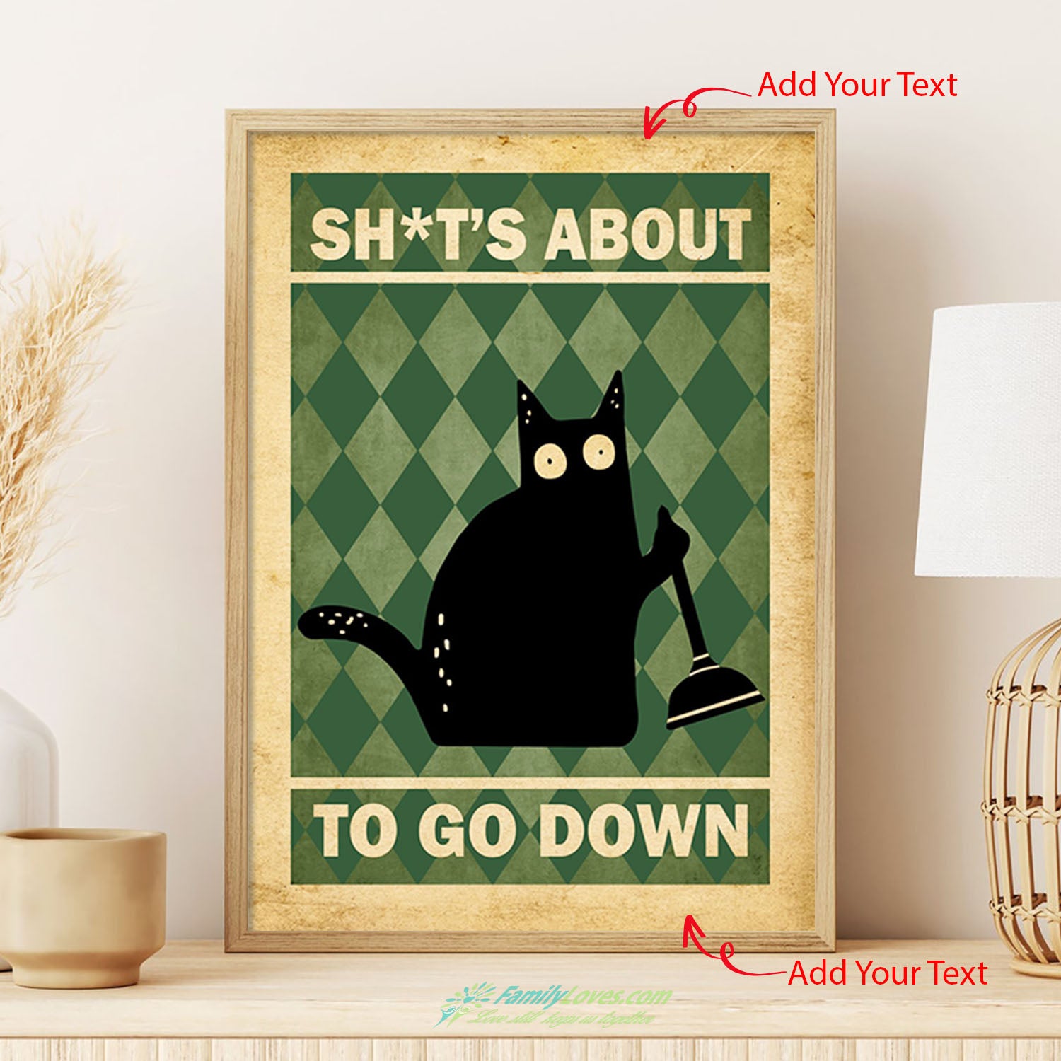 Retro Green Black Cat Prints Shit About To Go Down Vintage Wall Art Gifts Painting Canvas Poster 18X24 All Size 1