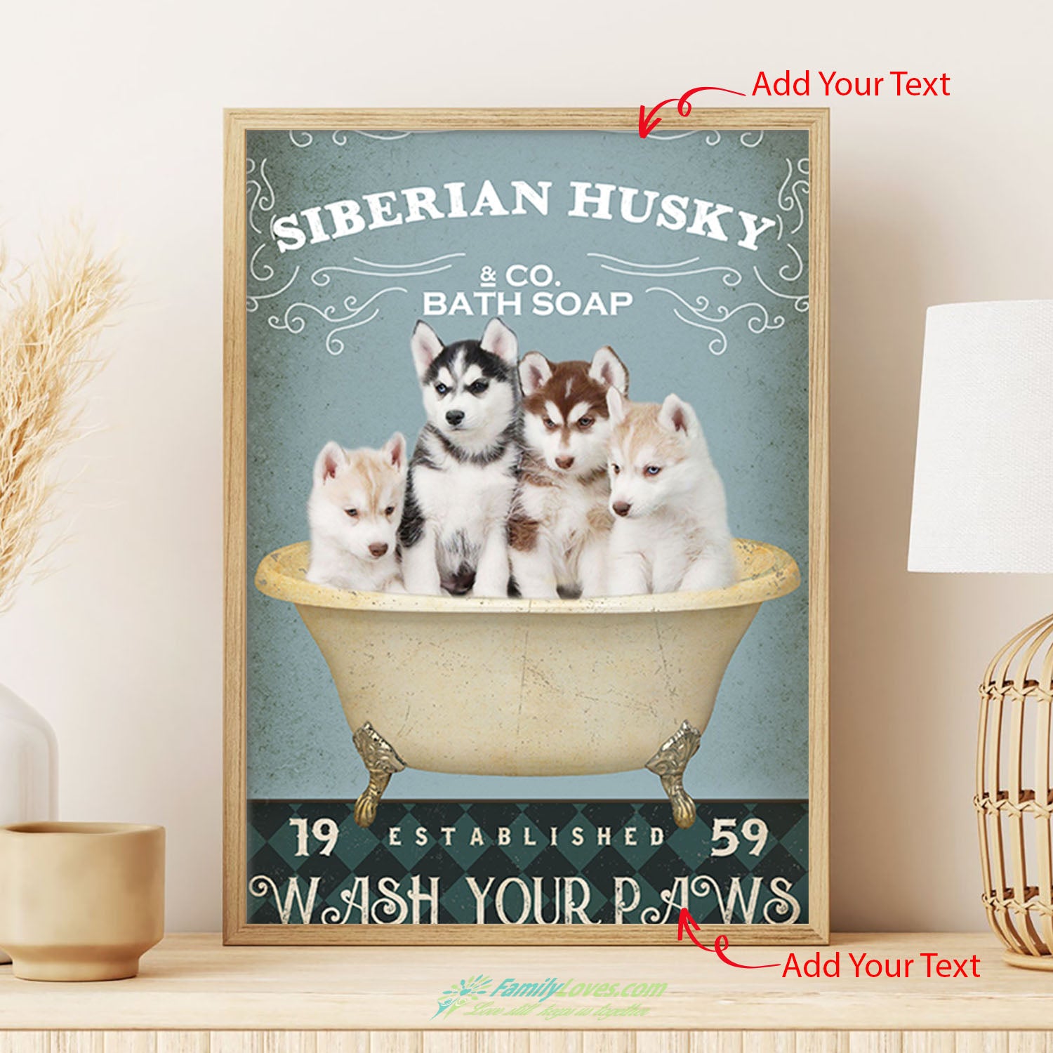 Robina Fancy Siberian Husky Dog Bath Soap Established Wash Your Paws Canvas 48X36 Poster Of A Window All Size 1
