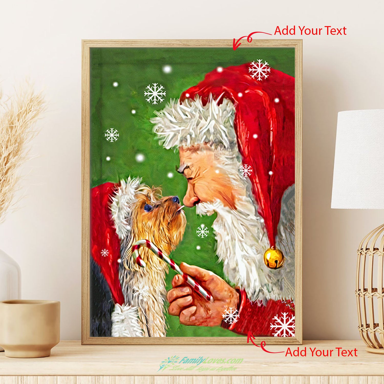 Santa Dog Canvas Frames 16X20 Poster Room Decor All Size 1