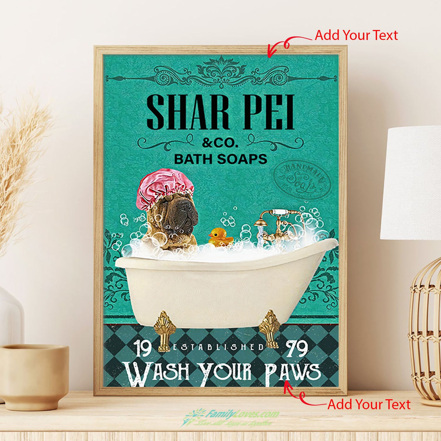 Shar Pei And Co Bath Soaps Wash Your Paws Canvases For Painting Poster Decor All Size 1