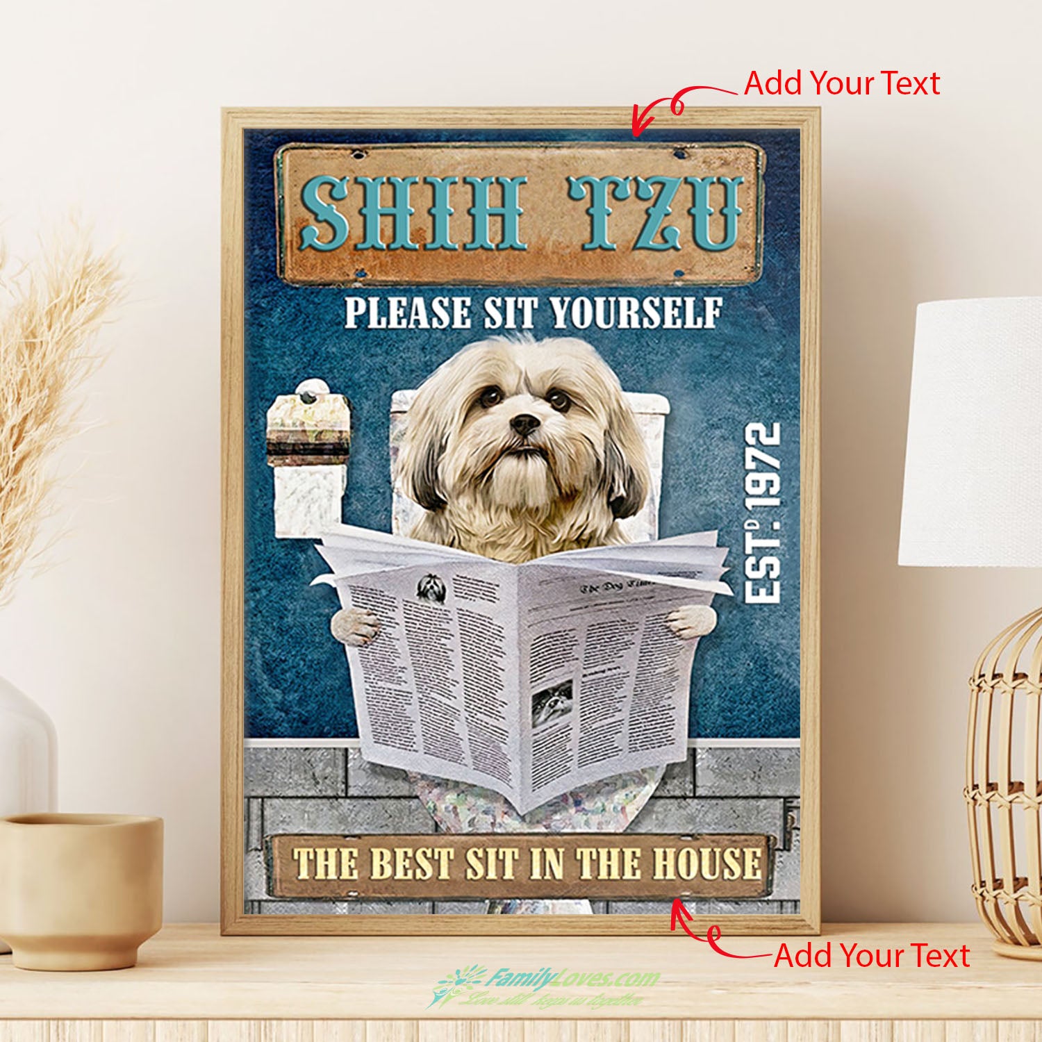 Shih Tzu Please Sit Yourself Wall Canvas Art Poster Frames All Size 1